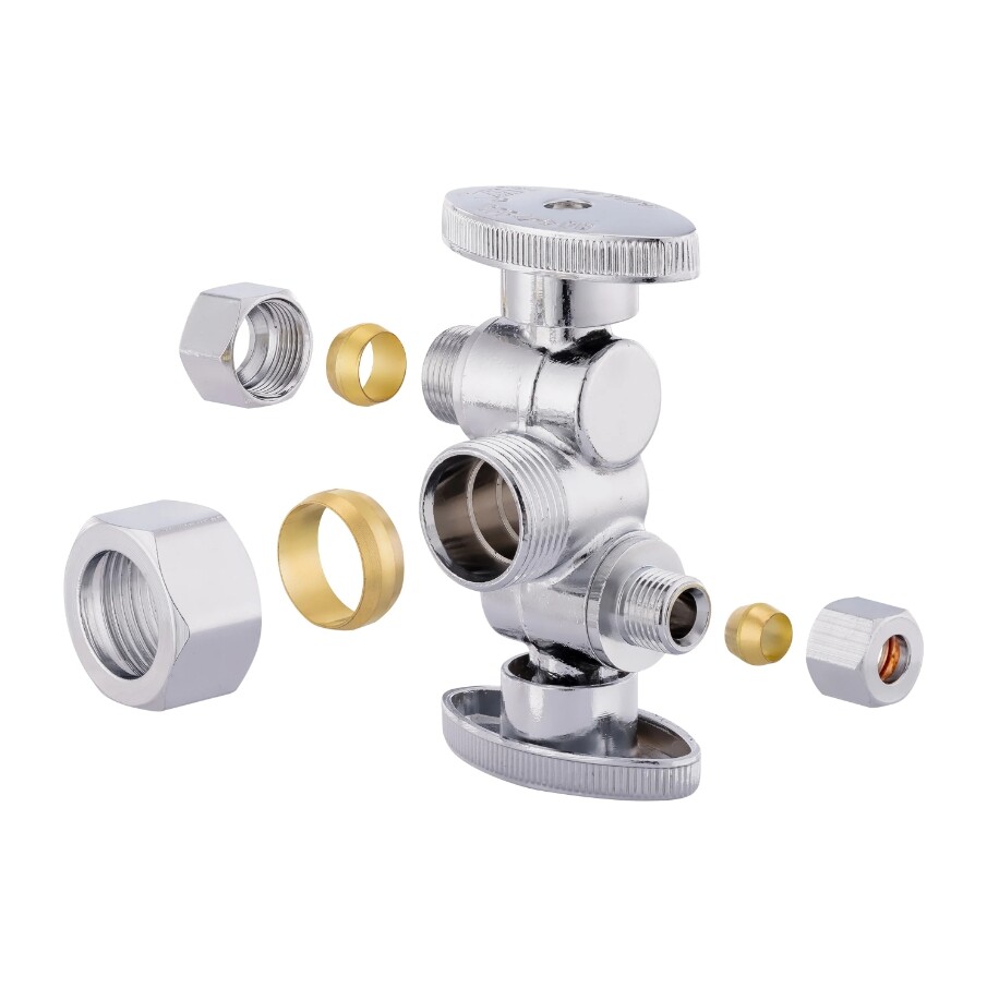 EFIELD 5/8″ODx 3/8″OD Compr. x1/4″ OD Compr. Dual Stop Valve 1/4 Turn Lead Free