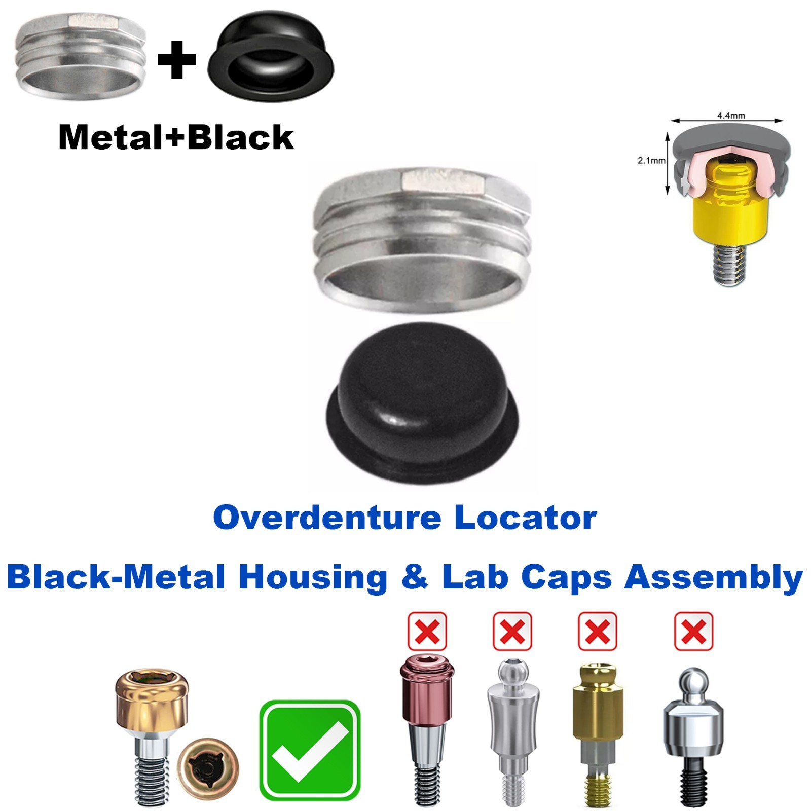 US Dental Overdenture Implant Strong Retention Caps For Locator Abutment Inserts