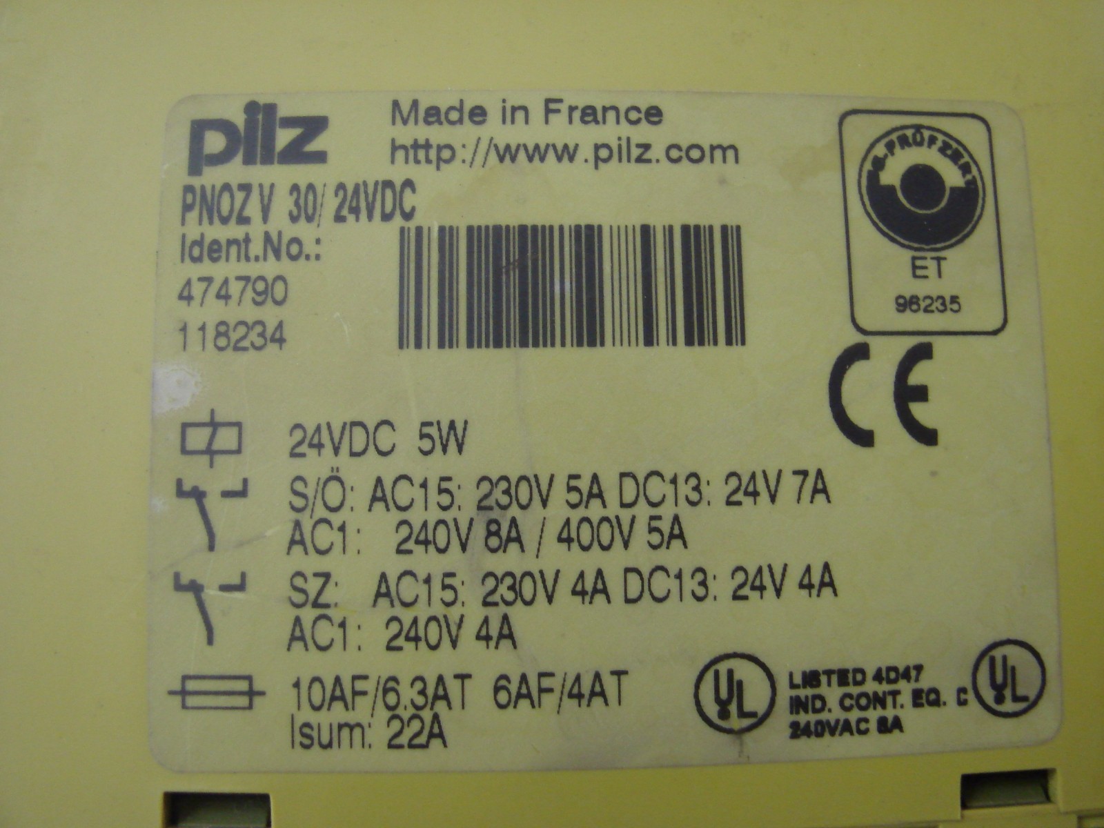 PILZ PNOZV 30/24VDC 474790 Safety relay