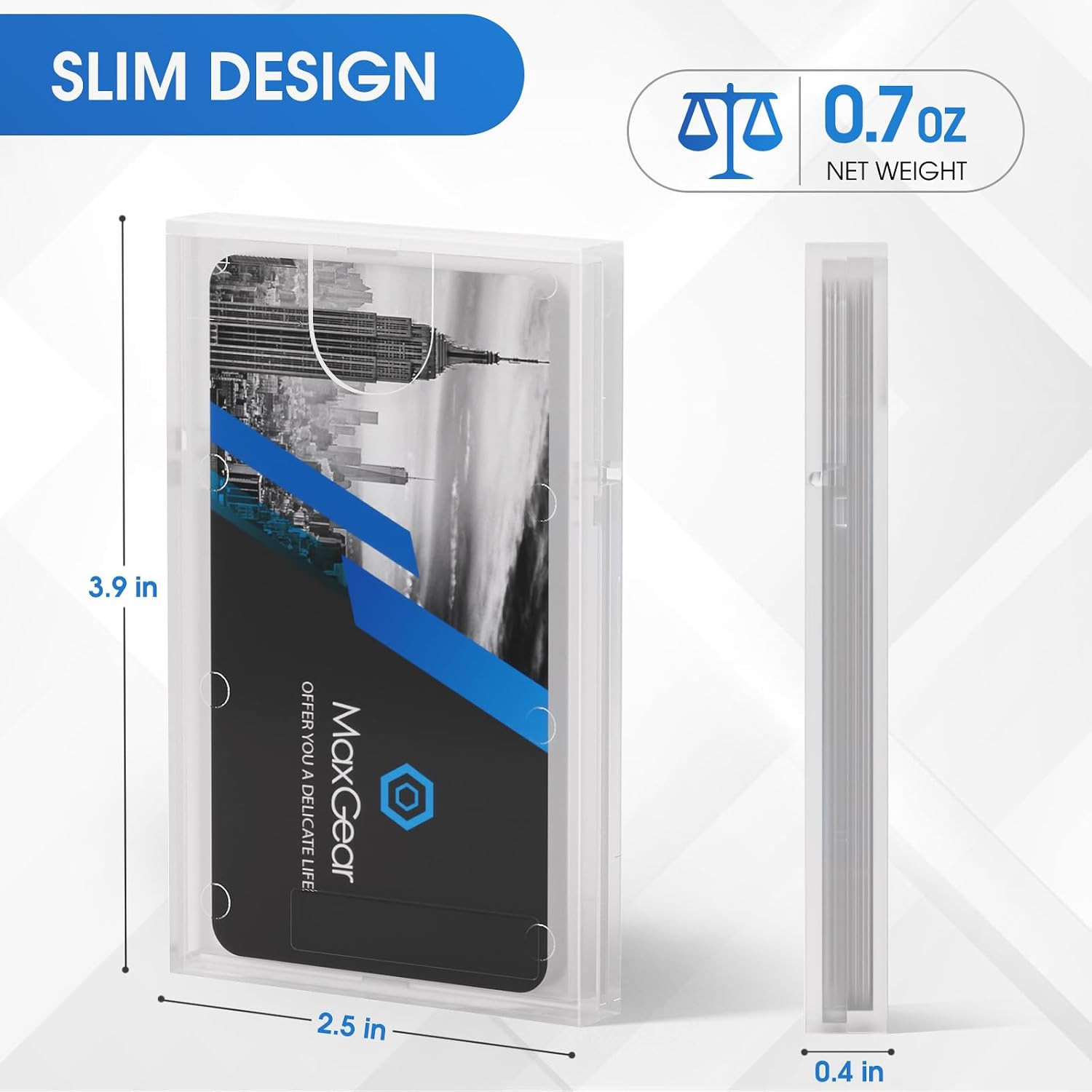 Plastic Business Card Holder 3 Pack | Slim Portable Clear Business Card Case for