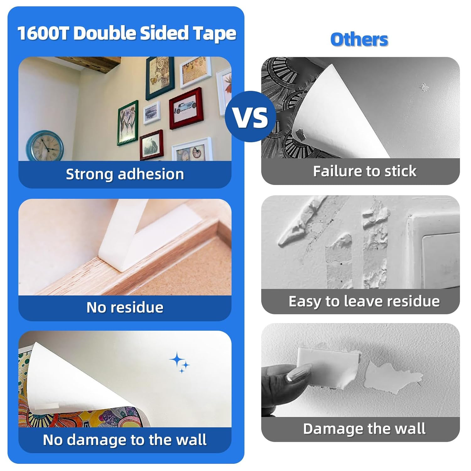 3M Double Sided Tape 1″×16.5Ft, Mounting Tape Heavy Duty No Residue, Removable P