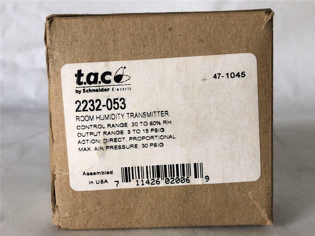 Barber Colman 2232-053 Room Humidity Transmitter 30PSIG Max. 30-80% RH