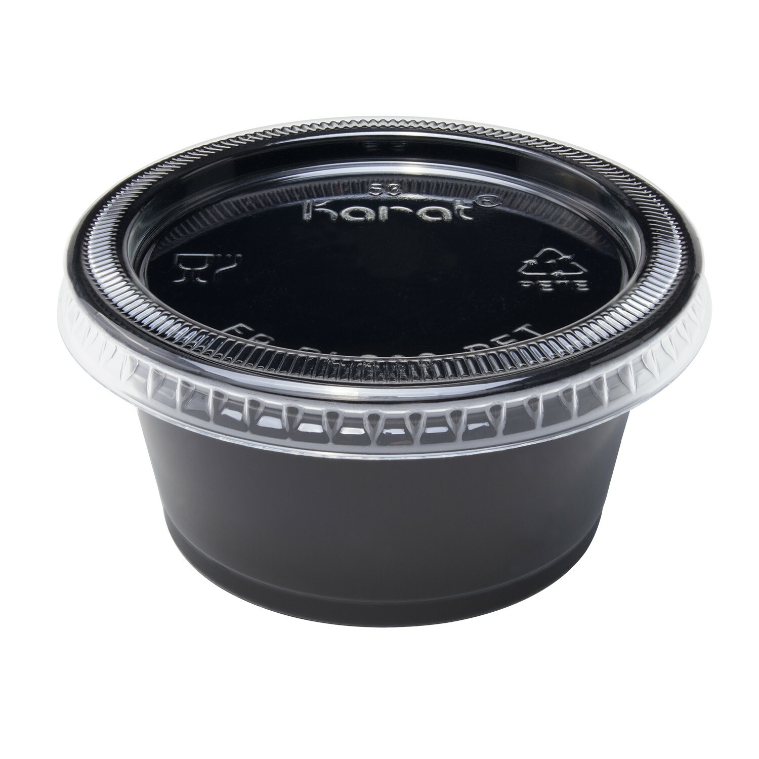 Karat 1oz Squat-2oz PET Plastic Portion Cup Lids – 2,500 ct, FP-PL200-PET