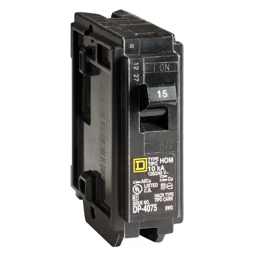 Homeline 15 Amp One-Pole Circuit Breaker HOM120CP, Square D Breakers 120/240 VAC