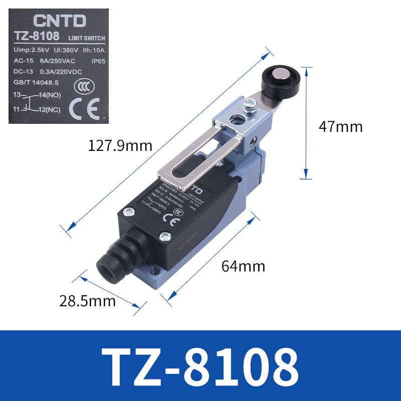 TZ-8 IP65 Limit Switch Actuator Adjustable: Roller Arm Rod Spring Coil Button