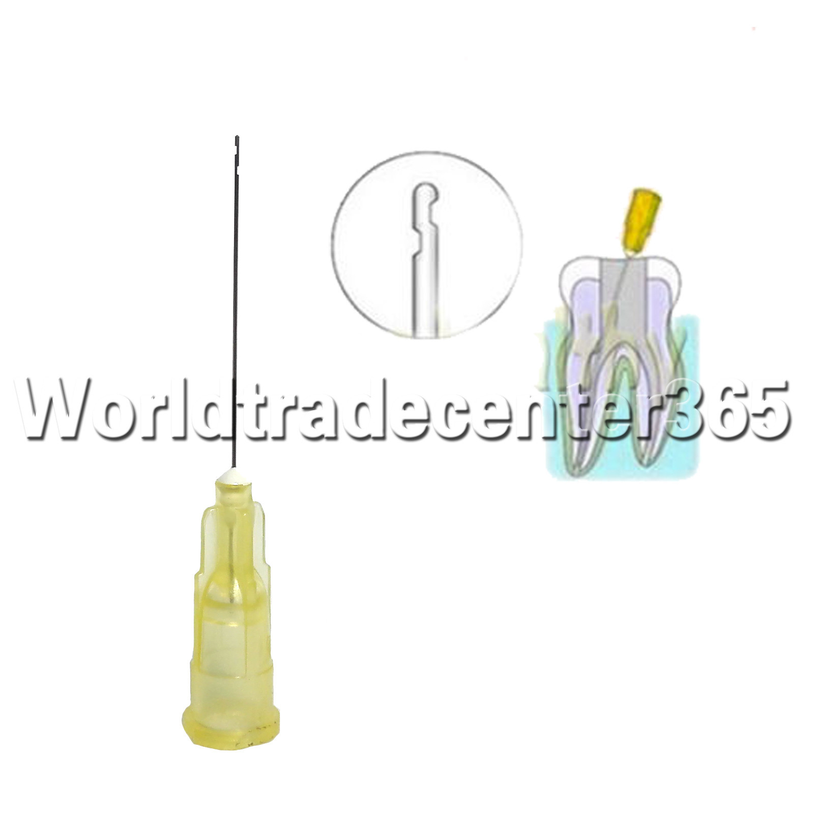 100pcs/Bag Dental Endo Irrigation Tip end-closed 2-side holes 30Ga yellow