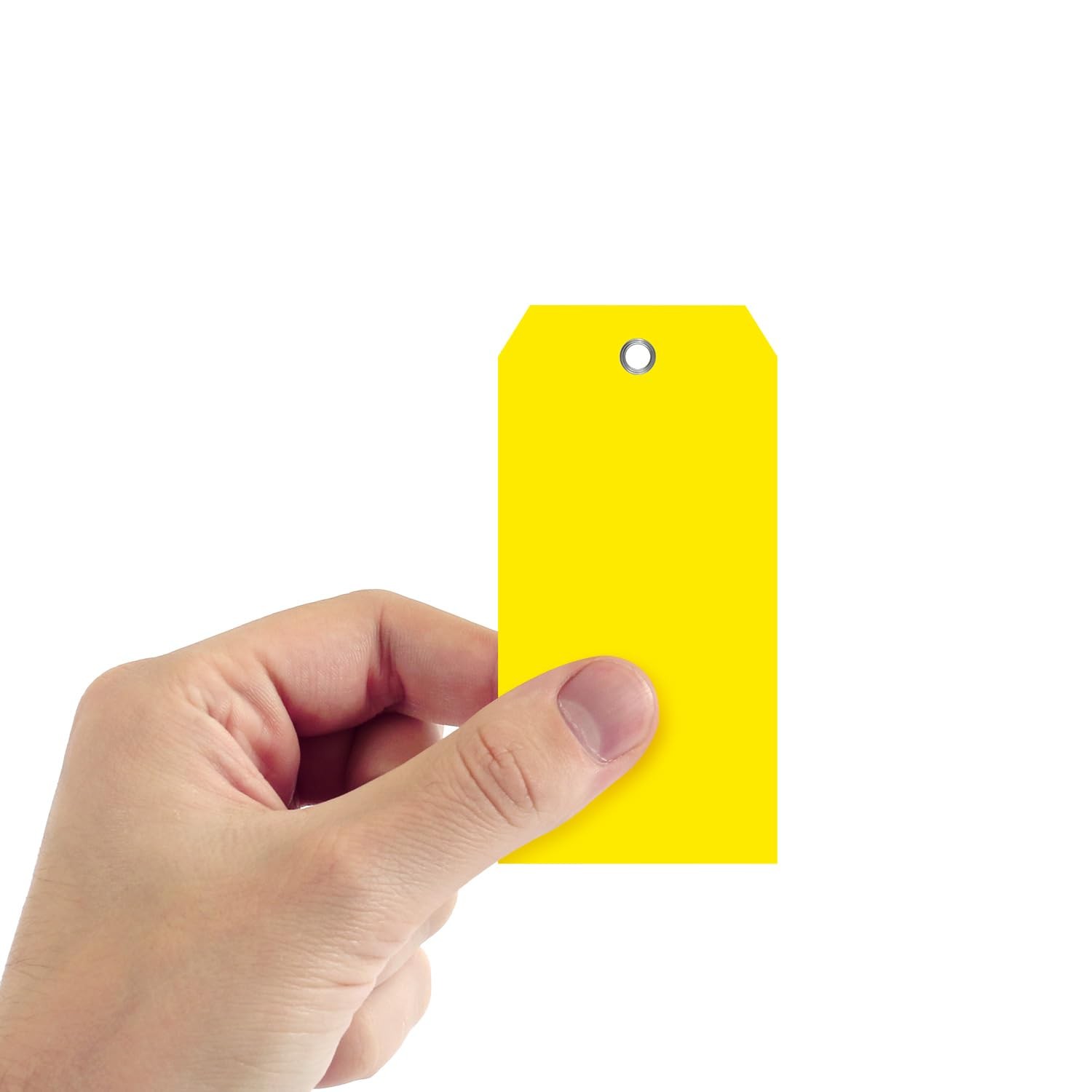 100 Pack Yellow Plastic Tags 4.75×2.375 Inch Tearproof Metal Eyelet Writable