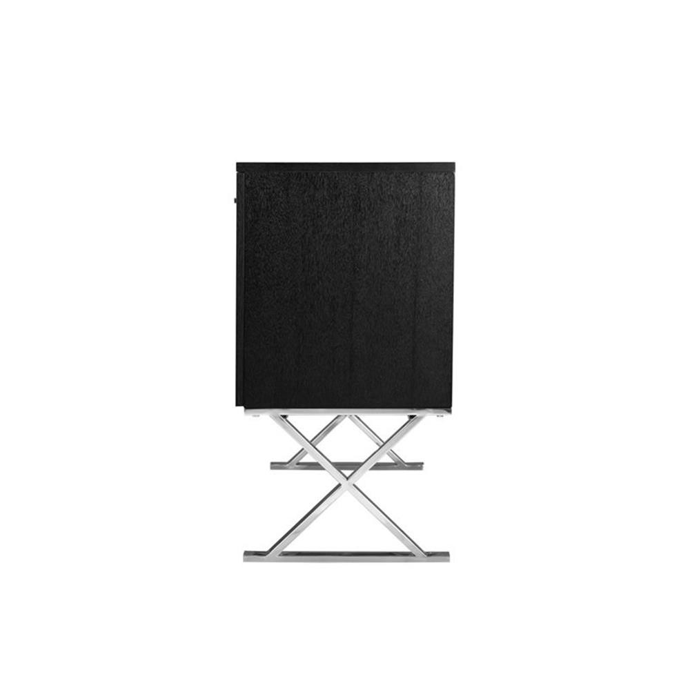 Pangea Home Alexa Modern Wood Veneer & High Polished Steel Buffet in Black