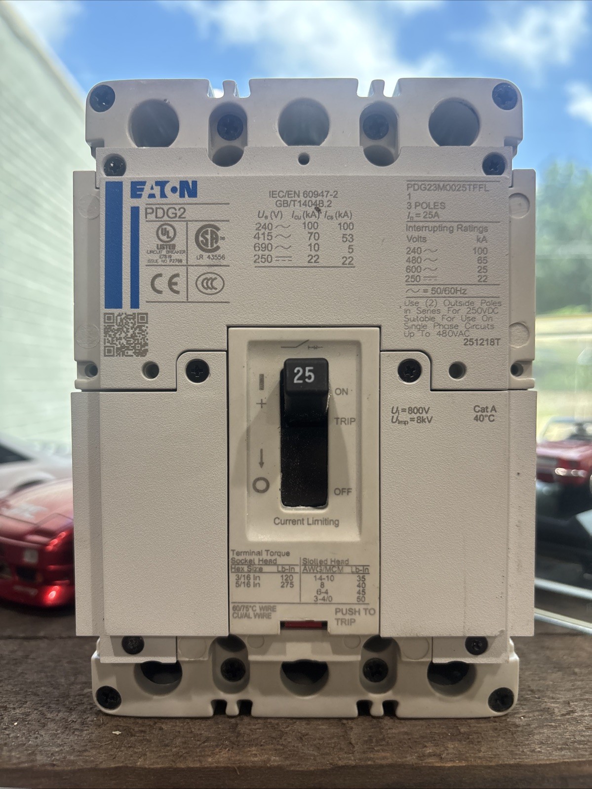 Eaton PDG2 25A 3 Pole Molded Case Circuit Breaker 600V AC PDG23M0025TFFL