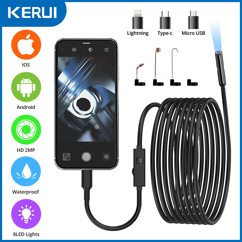 1/2/5/10M 8LED Borescope Endoscope Snake Inspection Scope Camera for iPhone iPad