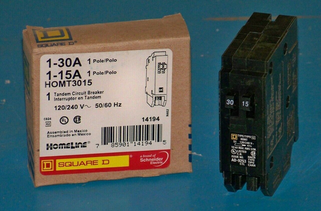 HOMT3015 Square D 1-30 & 1-15 amp 120/240 volt tandem breaker