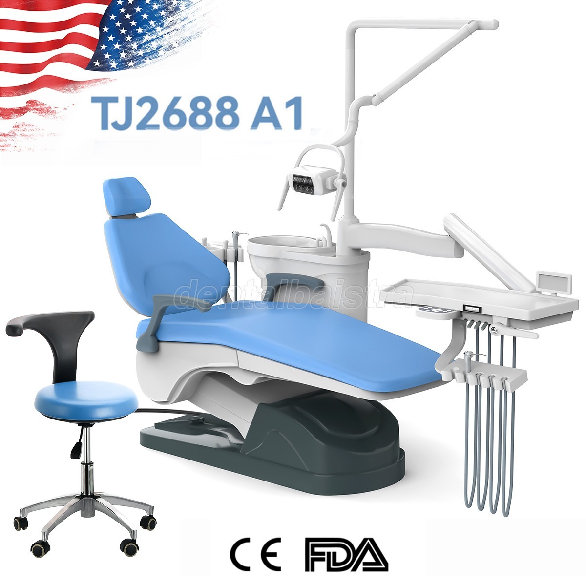110V Dental Unit Chair Computer Controlled DC Motor PU Leather & Stool CE FDA