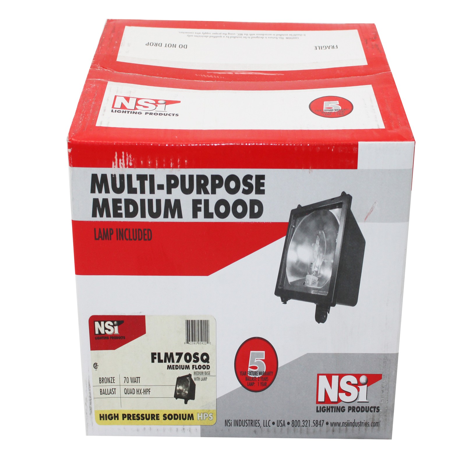 NSI FLM70SQ MEDIUM FLOOD LIGHT 70W HPS WALLPACK OUTDOOR LIGHT LIGHTING FIXTURE