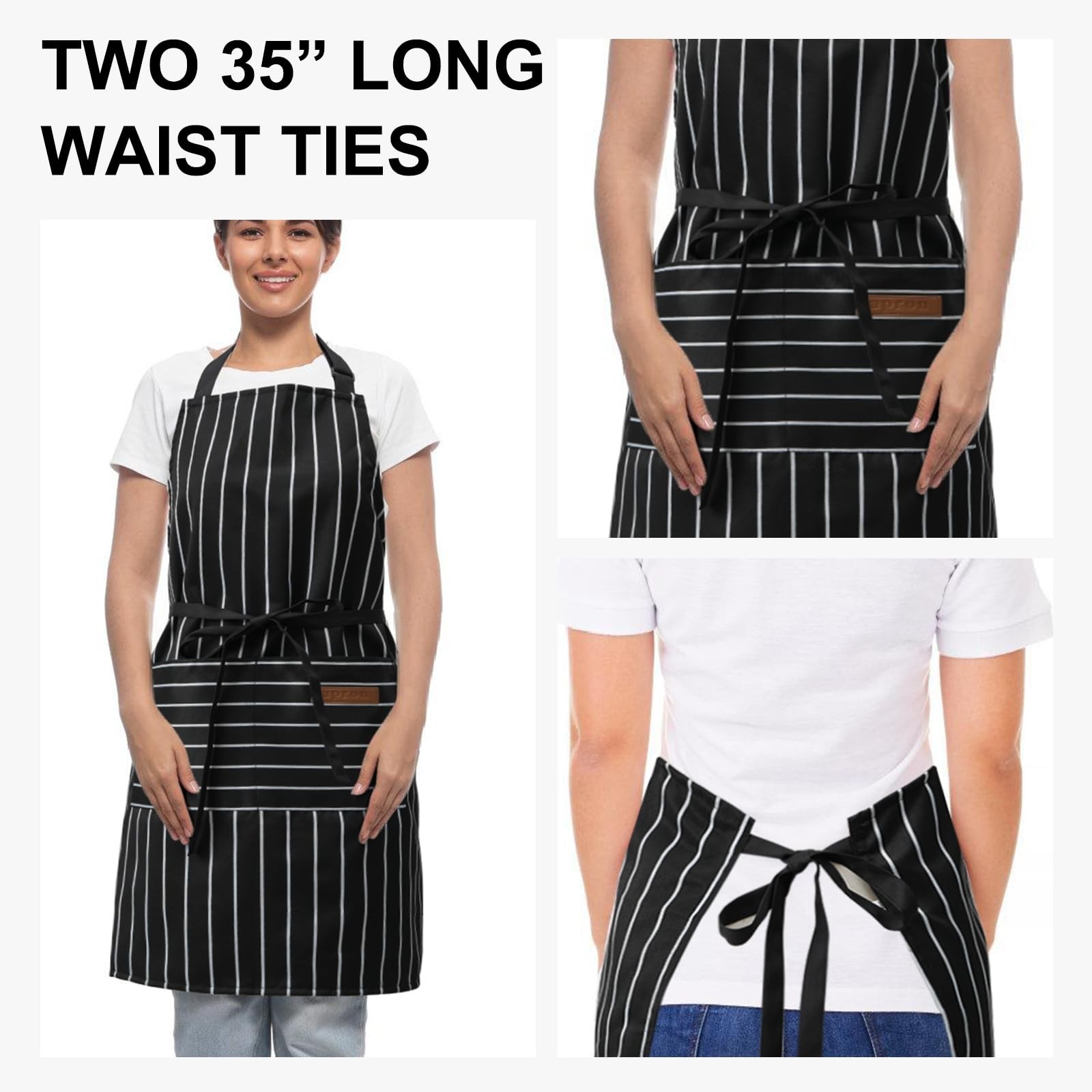 DILLMAN Kitchen Cooking Adjustable Aprons – Men Women Bib Soft Chef Stripes A…