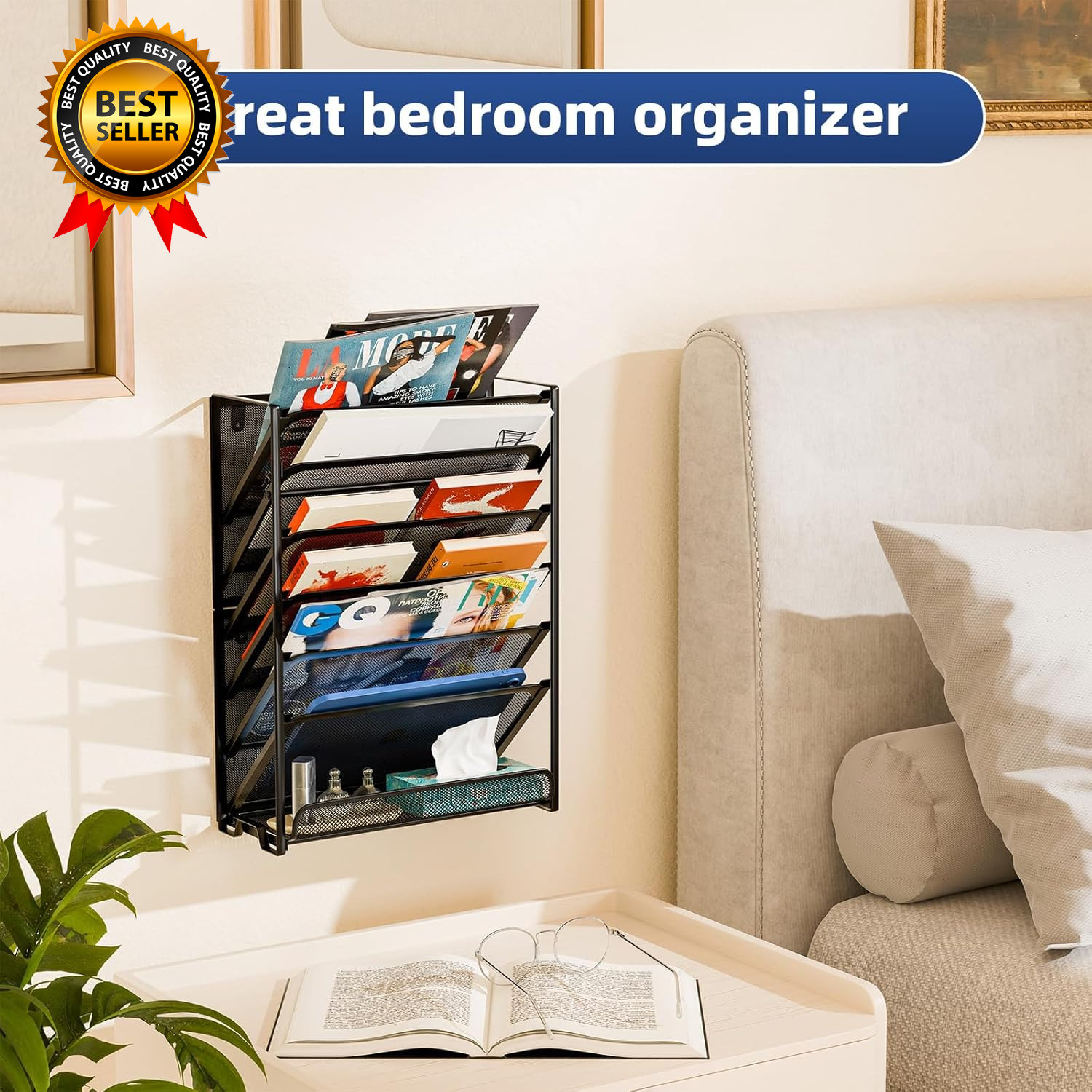 Wall File Organizer, Mesh 7-Tier Vertical Hanging File Holder