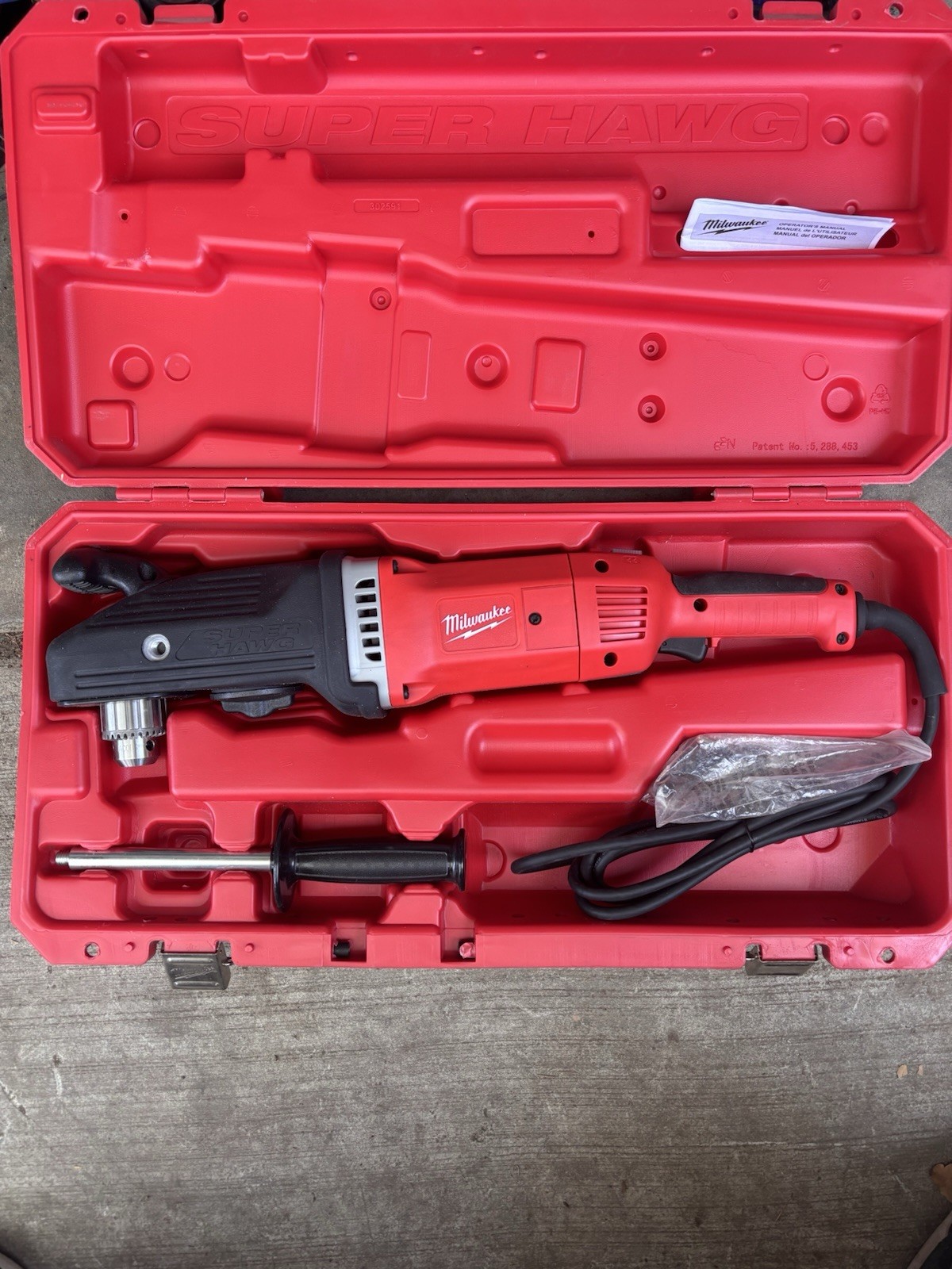 Milwaukee Super Hawg Corded Right Angle Drill with Hard Case