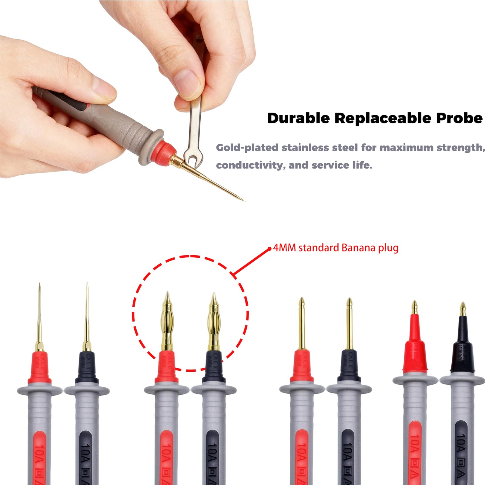 28 Pcs Multimeter Test Leads Kit with Gold-Plated Probes, Alligator Clips, Te…