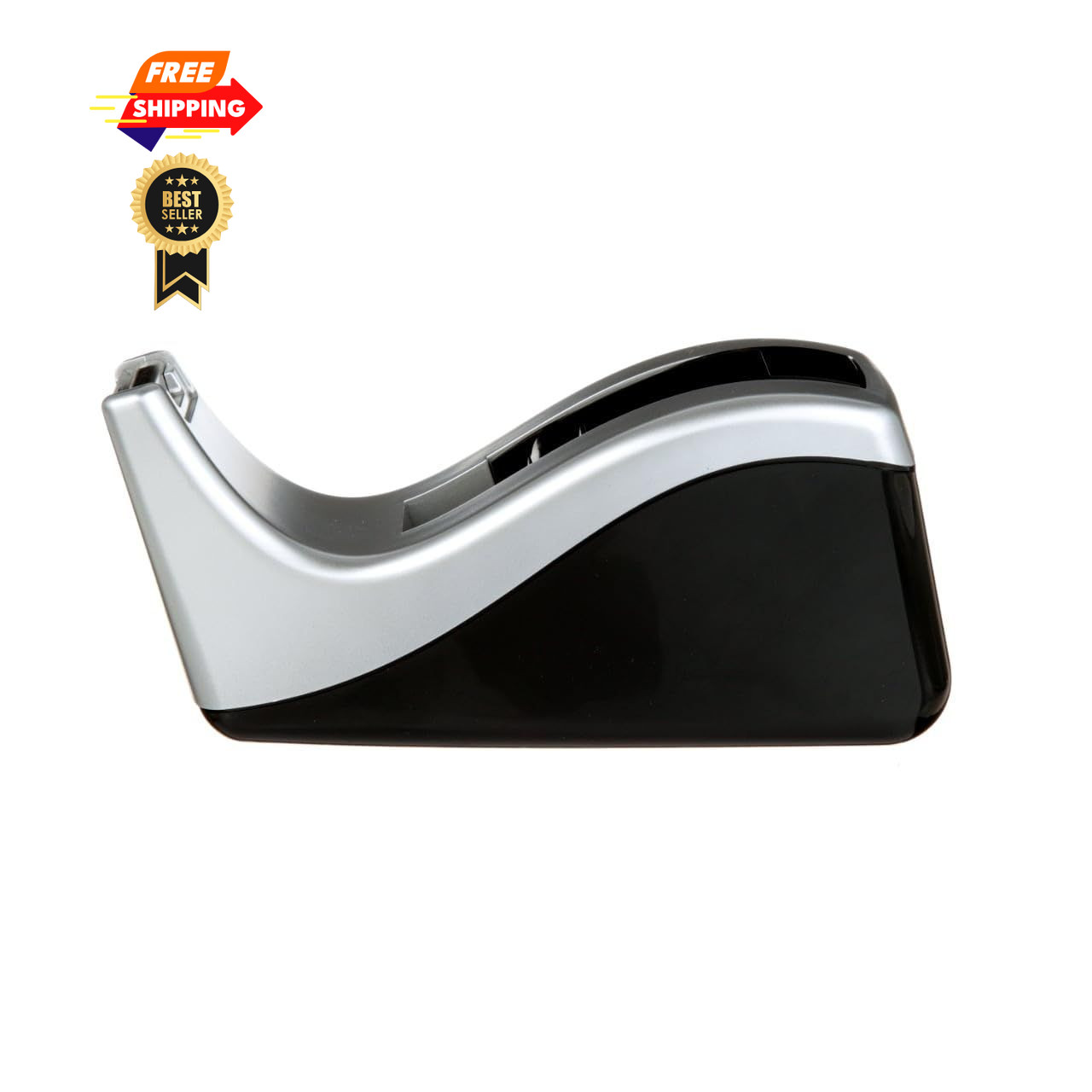 Scotch Desktop Tape Dispenser, Silvertech 1 Count (Pack of 1), Black/Silver