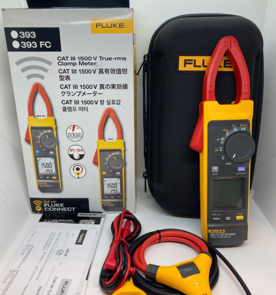 Fluke 393 FC True-RMS Clamp Meter – 1500V CAT III, Compact, IP54 Rated NEW