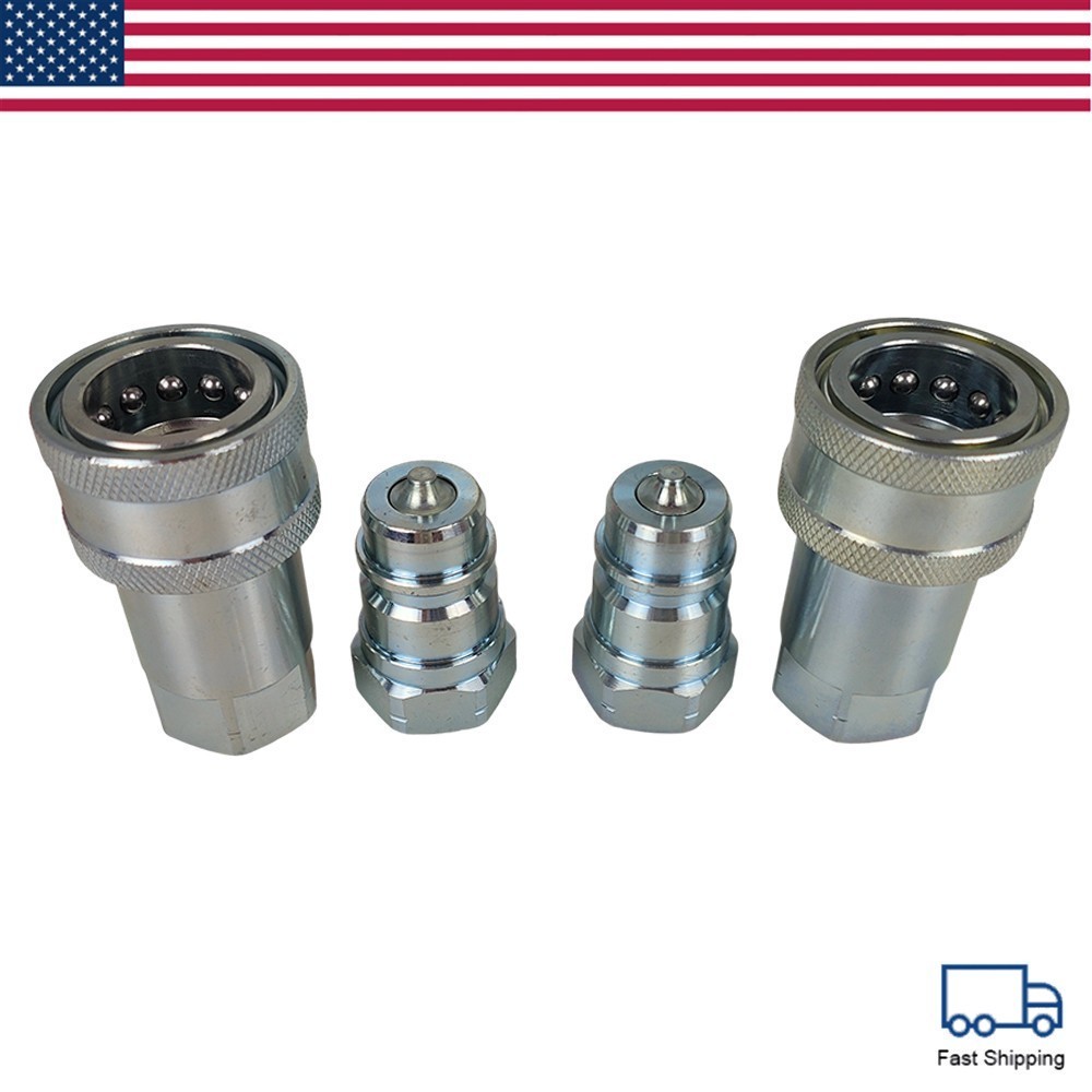New For Pioneer Style Hydraulic Quick Connect Couplers 2 Sets 1/2″ Ag Poppet US