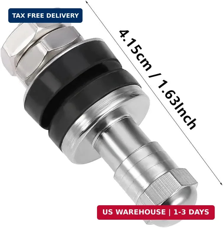 Metal/Chrome Tire Valve Stems High Pressure Bolt in Valve Stem Flush Mount 4 Pcs