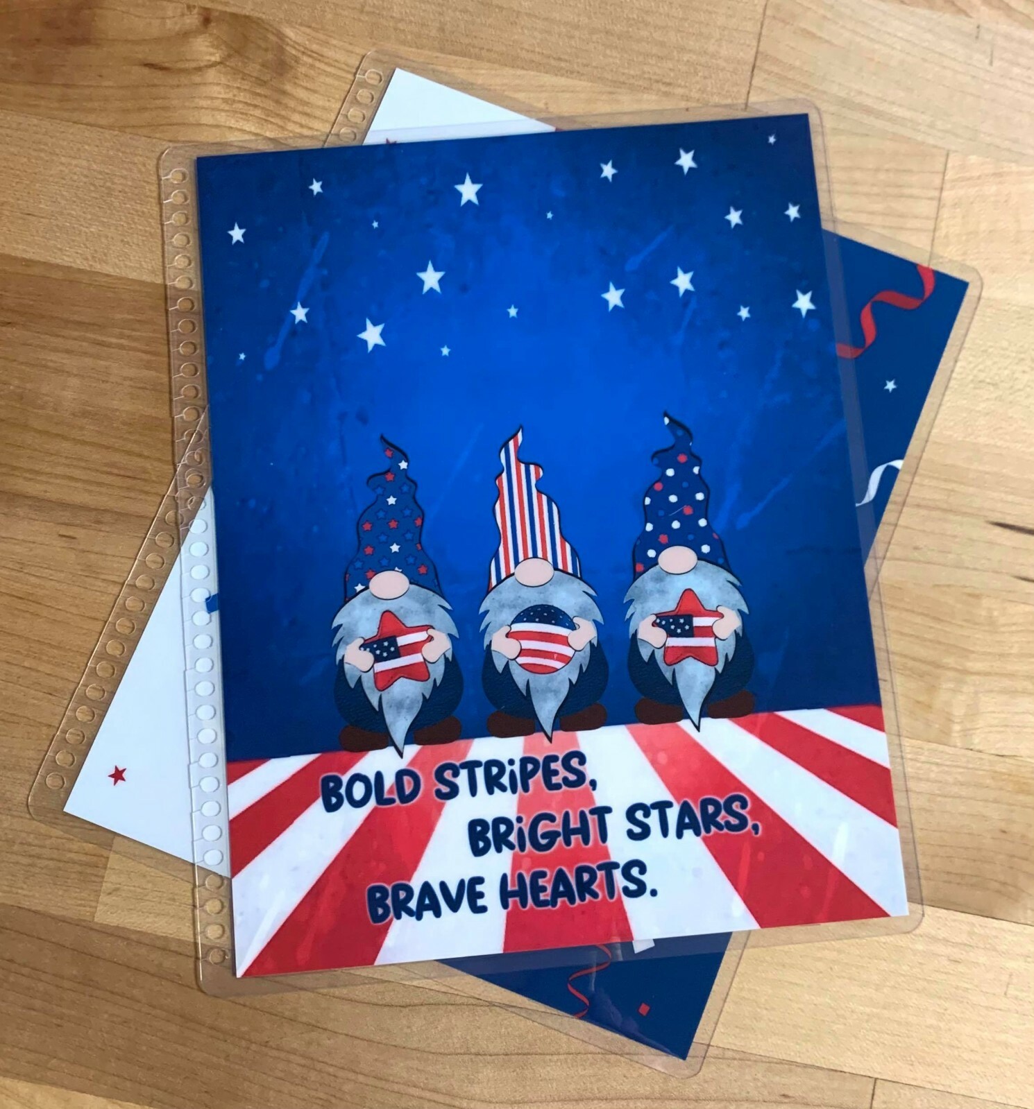 Gnomes Independence July4th Stripes/Star Cover Set 4 use w/ Erin Condren Planner