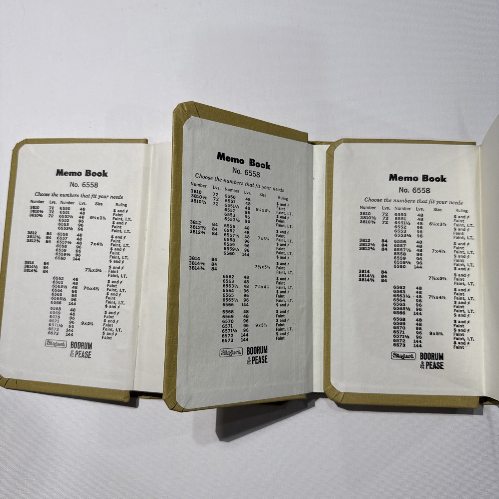 Vintage Boorum & Pease Memo Books No. 6558 Set Of 3 Notebook 7×4.5 Inch Tan