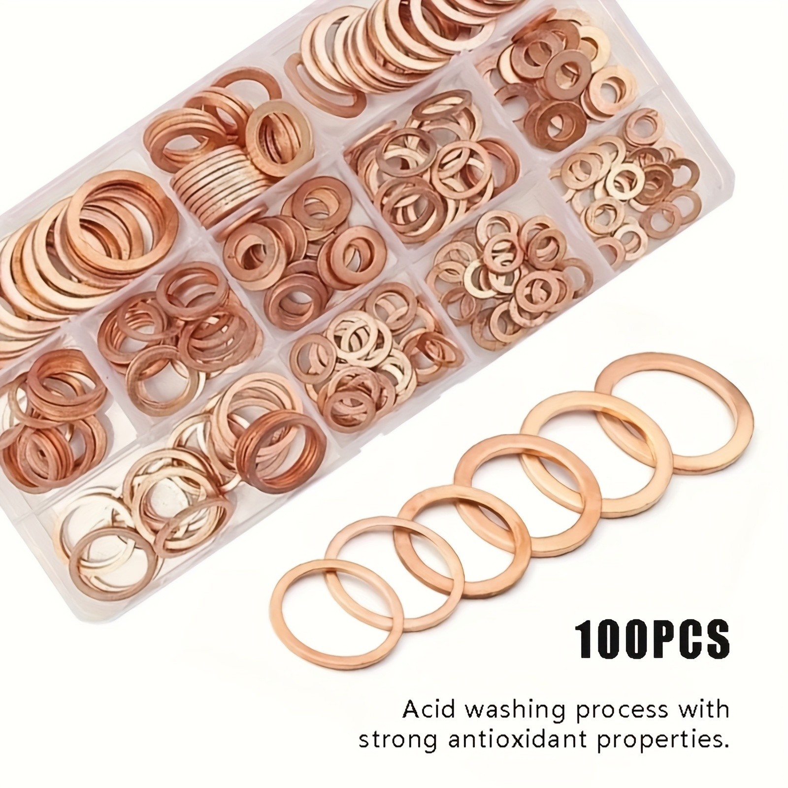 Copper Washer Assortment Kit – Multiple Sizes for Automotive & Mechanical Sealin
