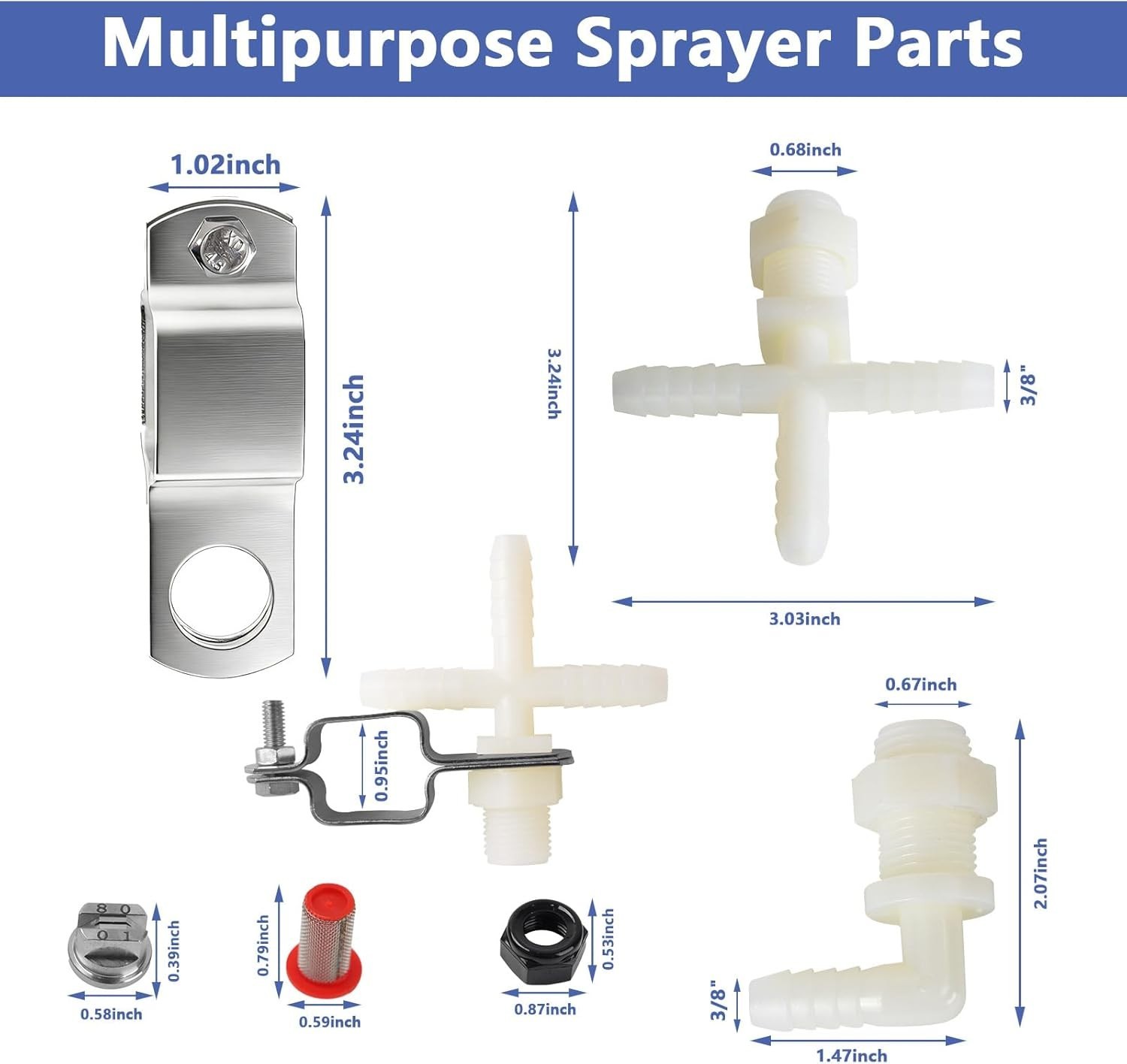 Spray Boom Repair Kit, Sprayer Parts Including 8001-VS Tips Screens Clamps