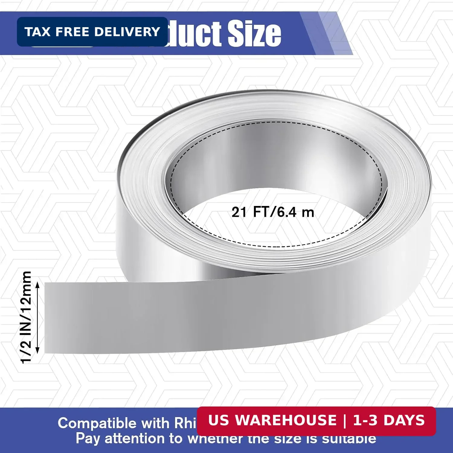 4 Pcs 1/2″ x 21 ft Stainless Steel Embossing Tape Compatible with Dymo M1011/m11