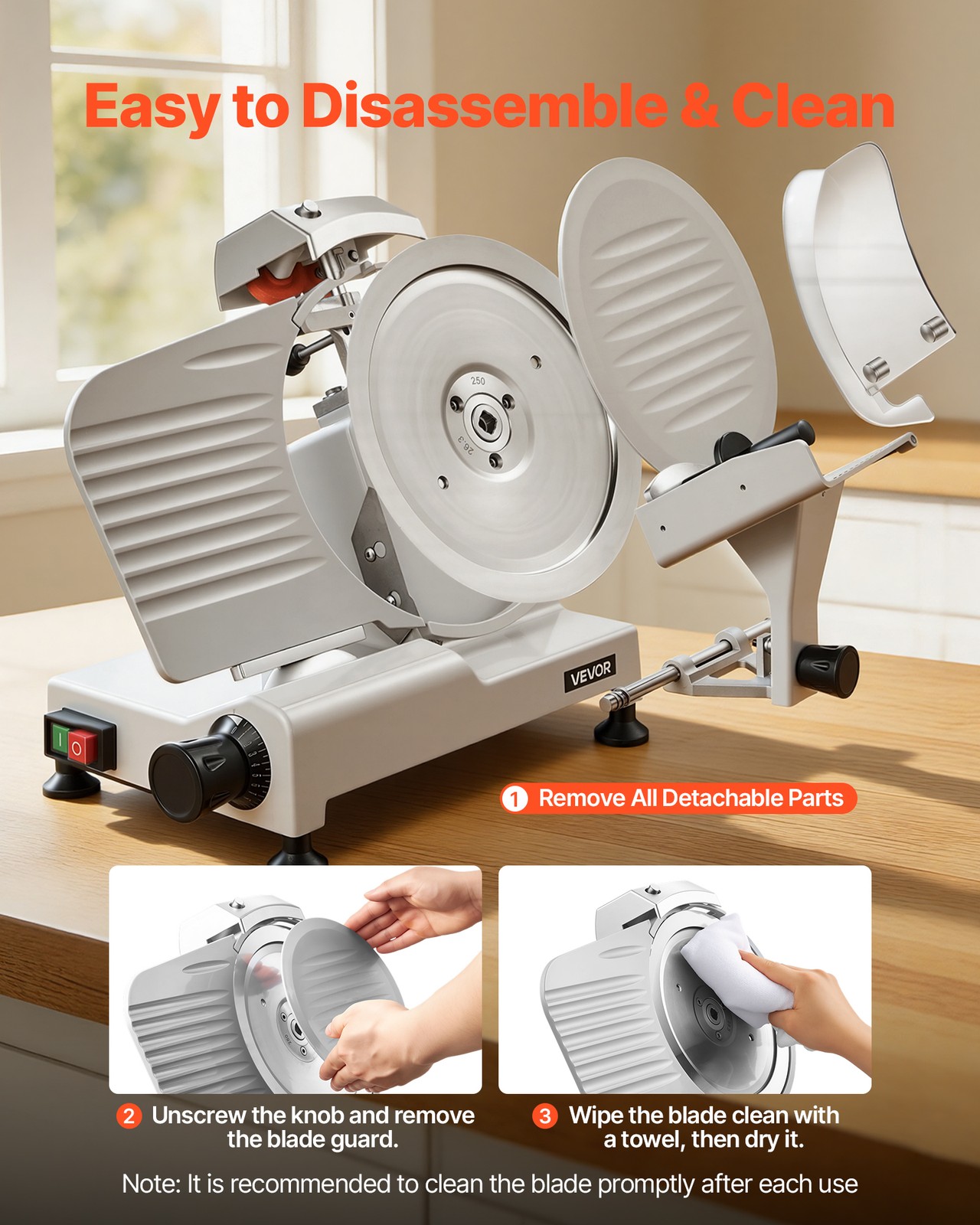 VEVOR Commercial Meat Slicer Electric Cutter 300W 10″ Carbon Steel Blade