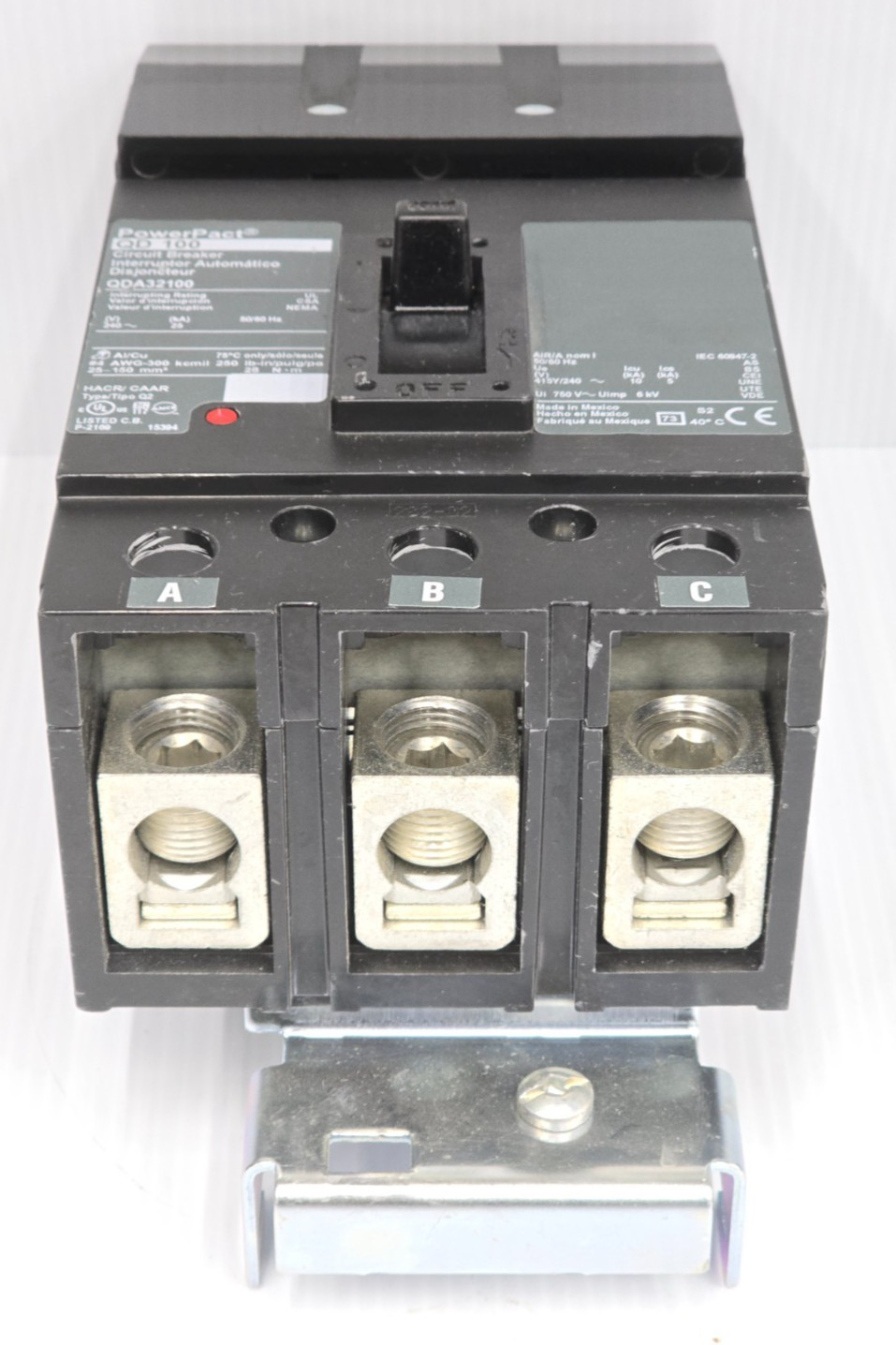 New Square D PowerPact 100 Amp I-Line Circuit Breaker 240 VAC 3P 25 kA QDA32100