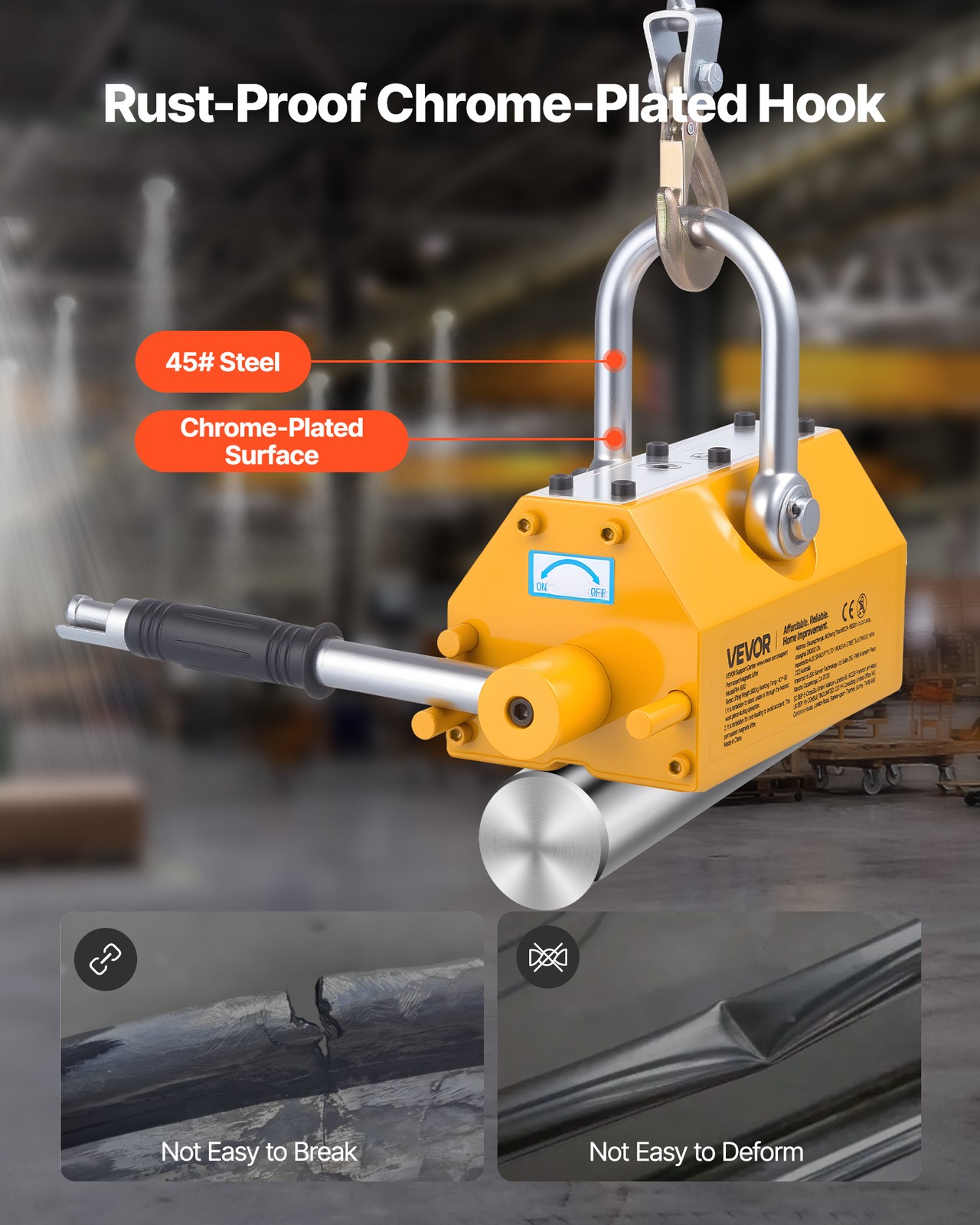 VEVOR Permanent Magnetic Lifter Lifting Magnet 1320 lbs Pulling Capacity N42