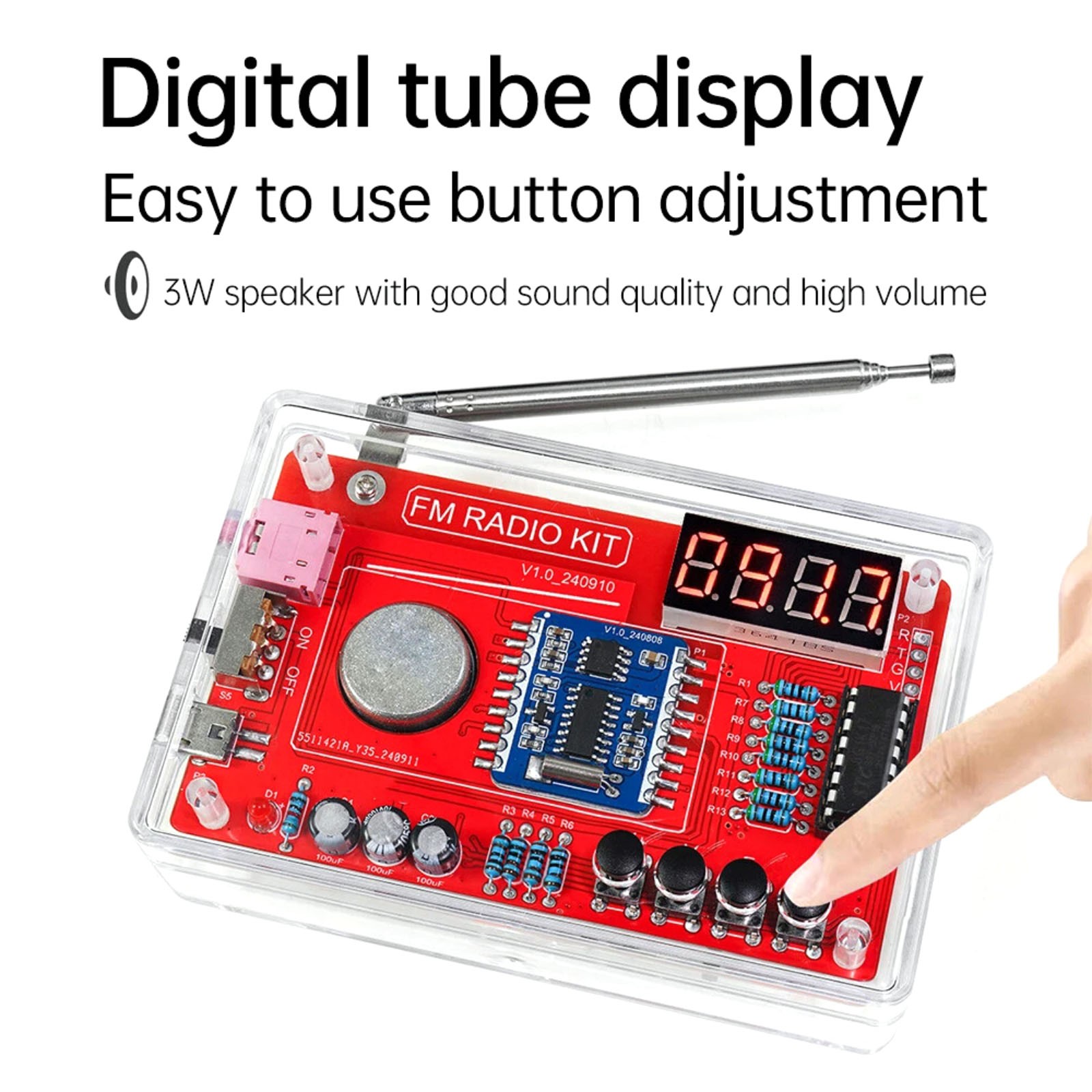 Educational RDA5807 FM Radio DIY Kit 87-108MHz with 15 Sound Level Adjustments