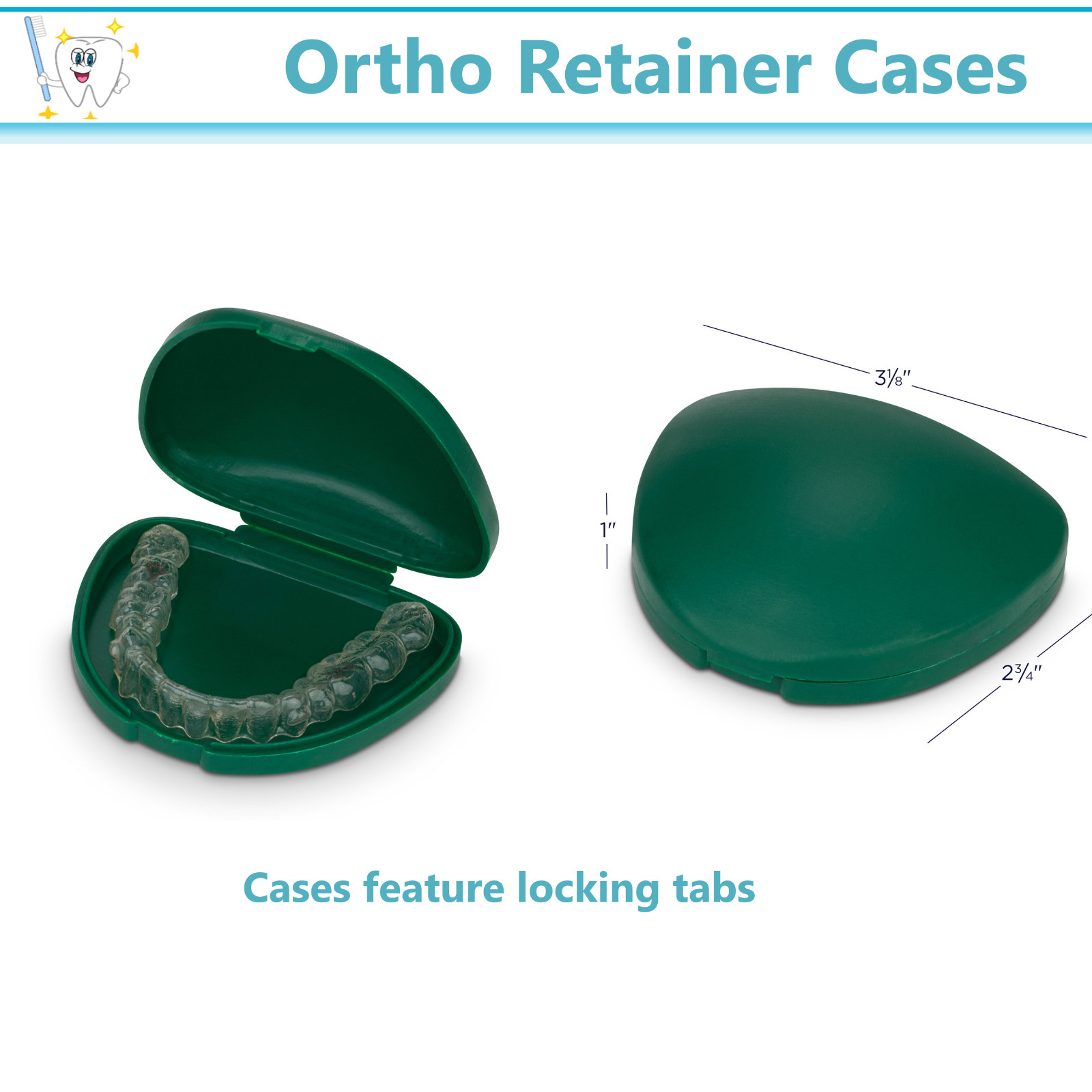 Dental Retainer Box Orthodontic Appliance Guard Snap closure, 1″ Assorted 100/Cs