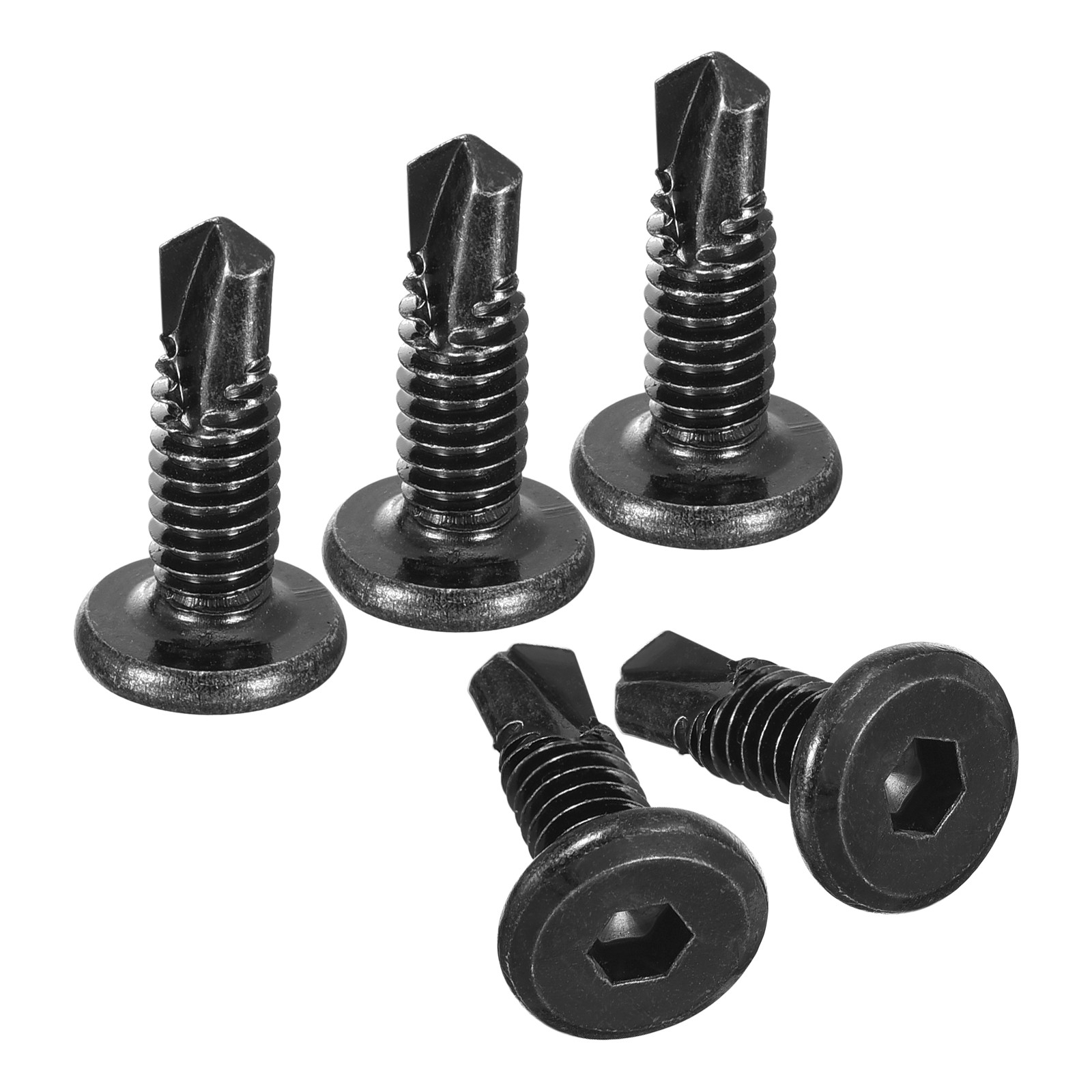 50pcs Hex Socket Self Tapping Screws 1/4 x 3/4″ Stainless Steel Flat Head Black