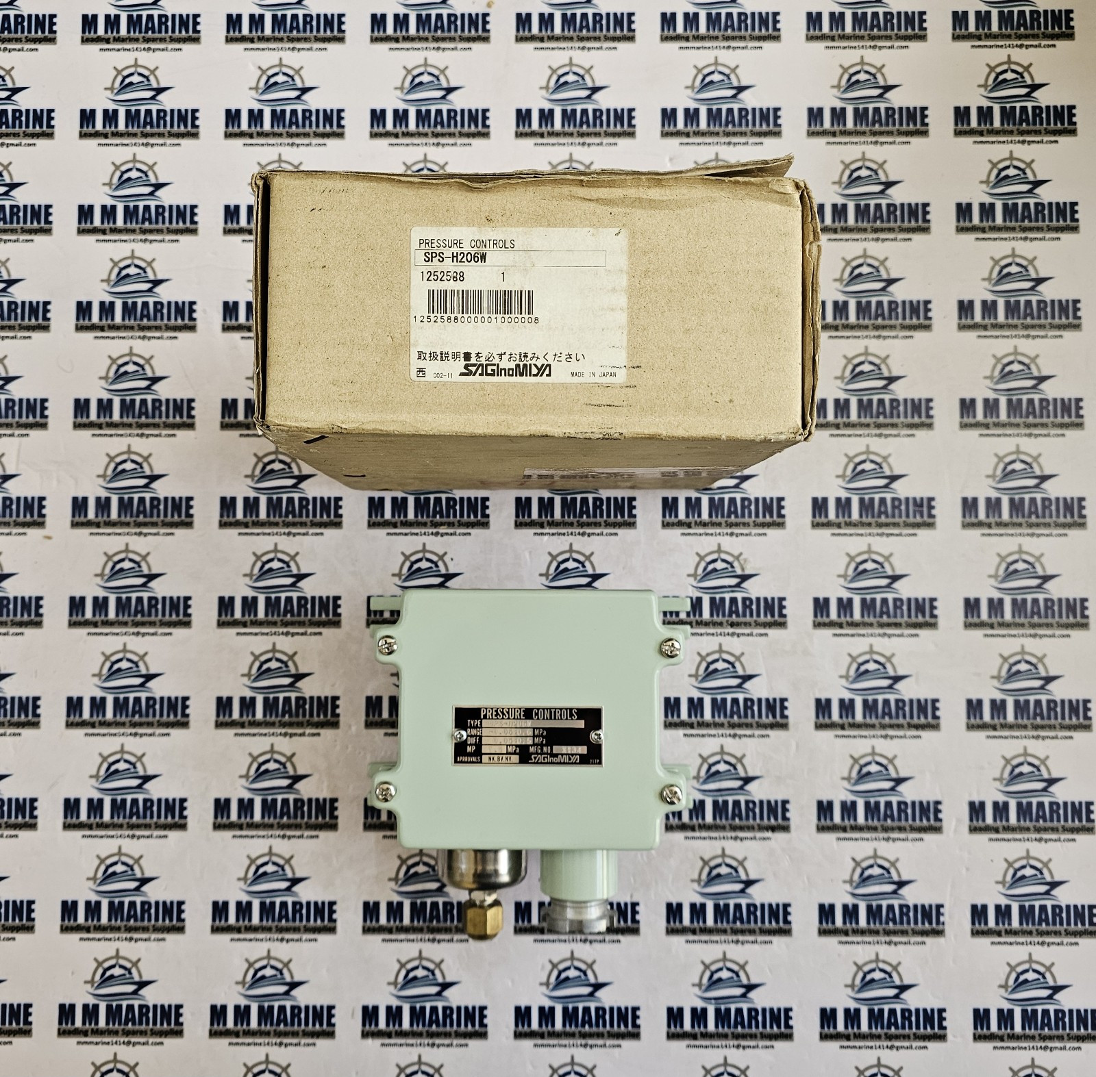 SAGINOMIYA SPS-H206W, PRESSURE SWITCH, -0.06~0.6MPa, 0.05~0.5MPa, MP: 1.5MPa