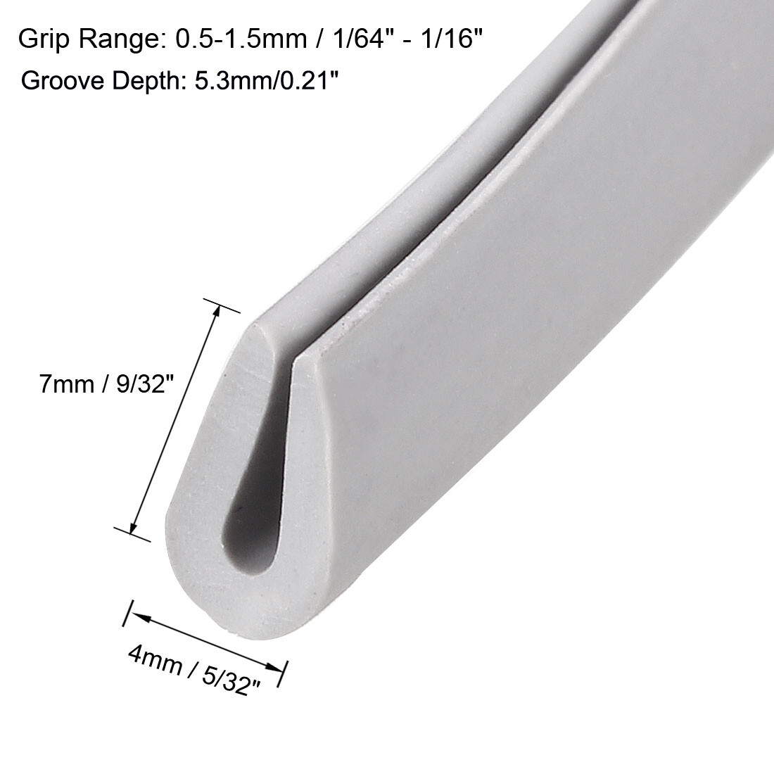 20ft Edge Trim U Seal Grey Rubber Plastic U Channel Protector Fits 1/64″-1/16″
