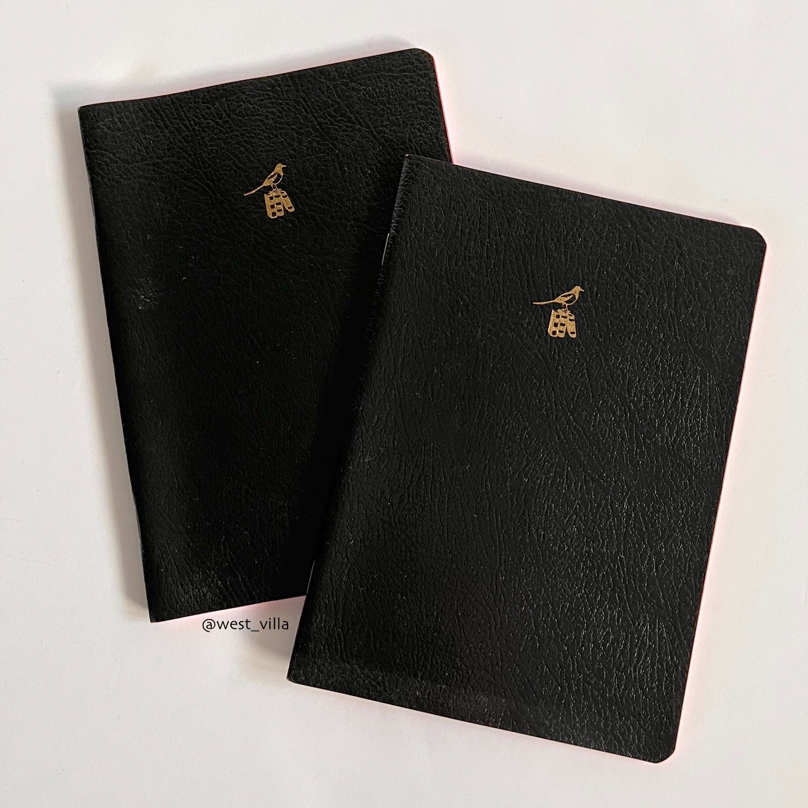 2 Bieffe Leather Notebooks Lined Exercise Book Journals Stationery Black
