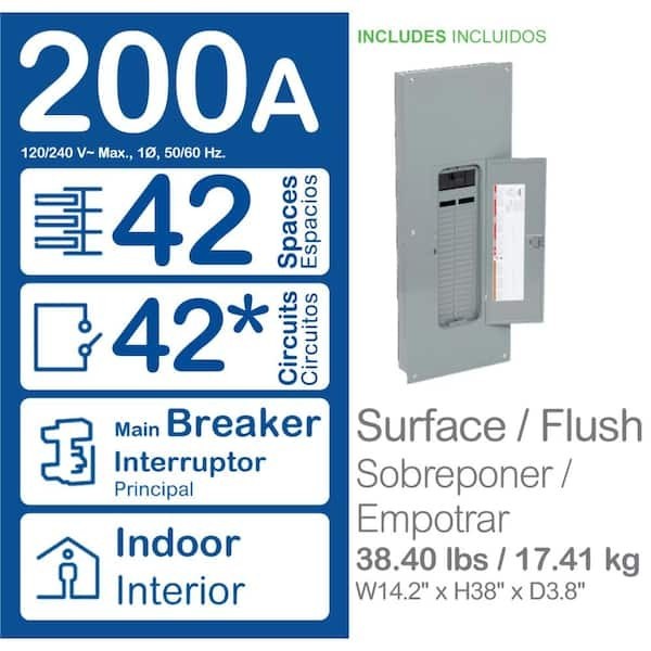 Square D QO Series Load Center Main Breaker 200-Amp 42-Space 42-Circuit Plug-On