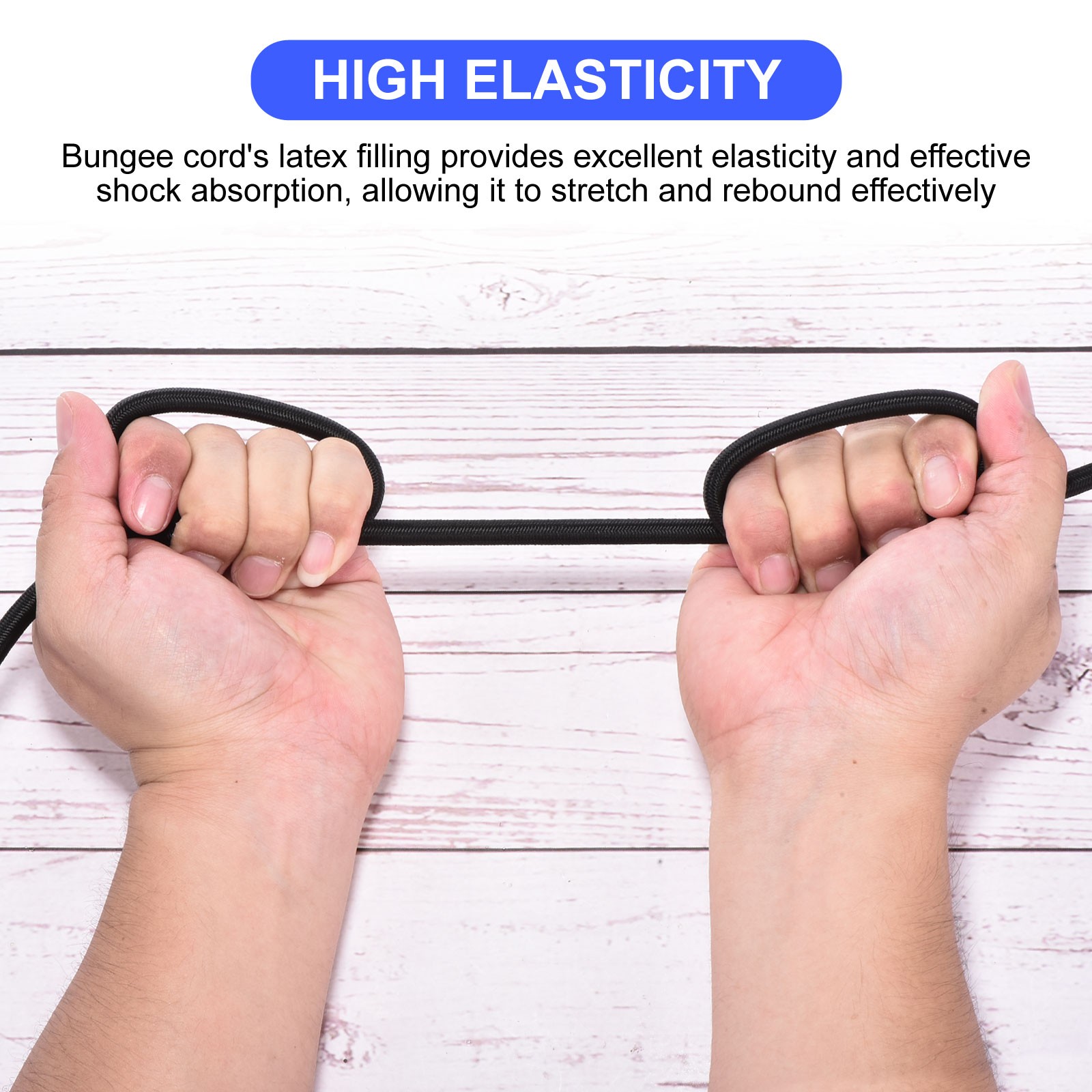 1/4″x25ft Elastic Polyester Marine Grade Bungee Cord for Kayak Black