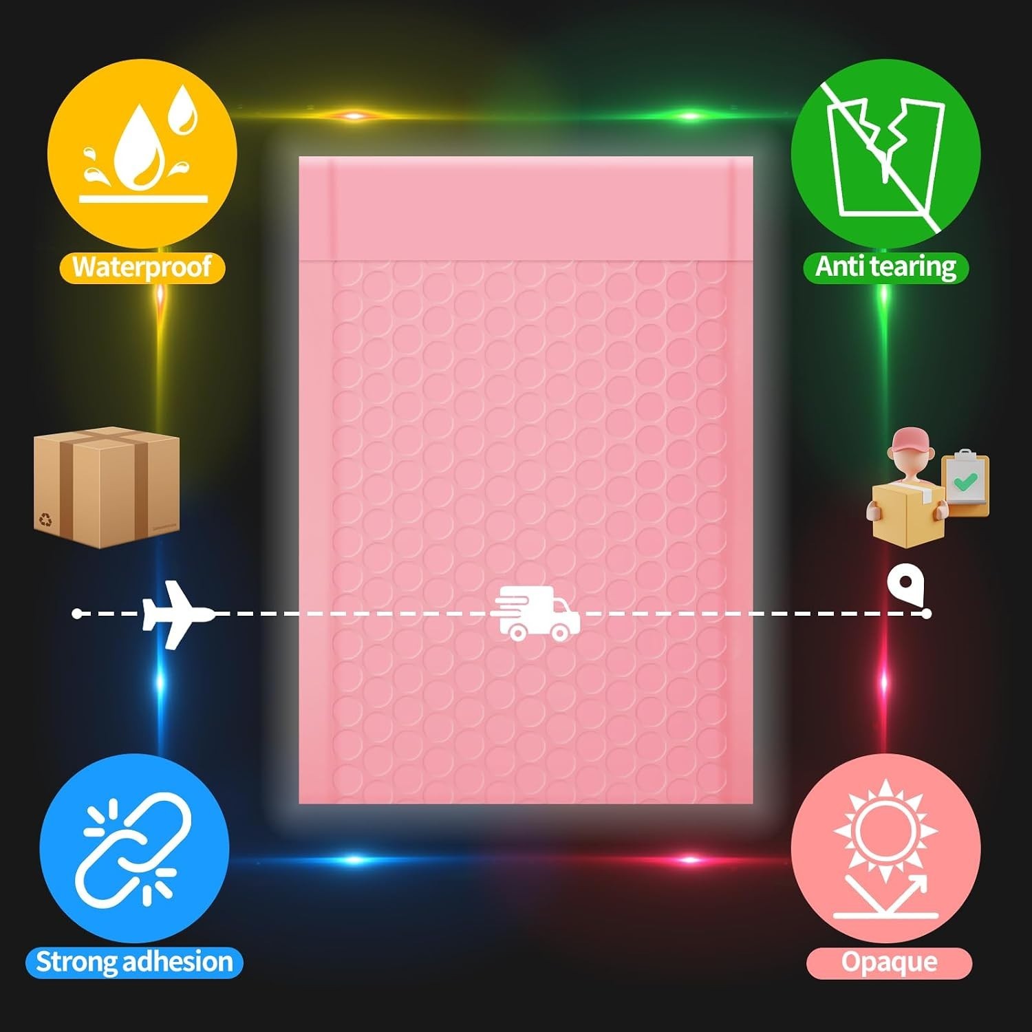 Everyday Use Pink Bubble Mailers 4×8 – 40 Pack Tear-Resistant Shipping Envelopes