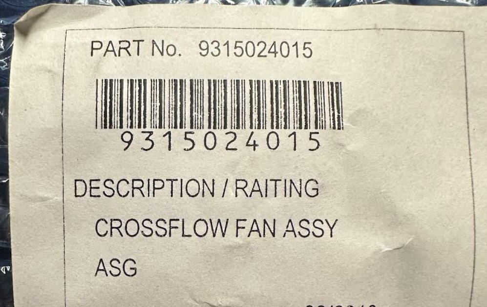 New 9315024015 Crossflow Fan Assembly for use with Fujitsu Mini Split Units