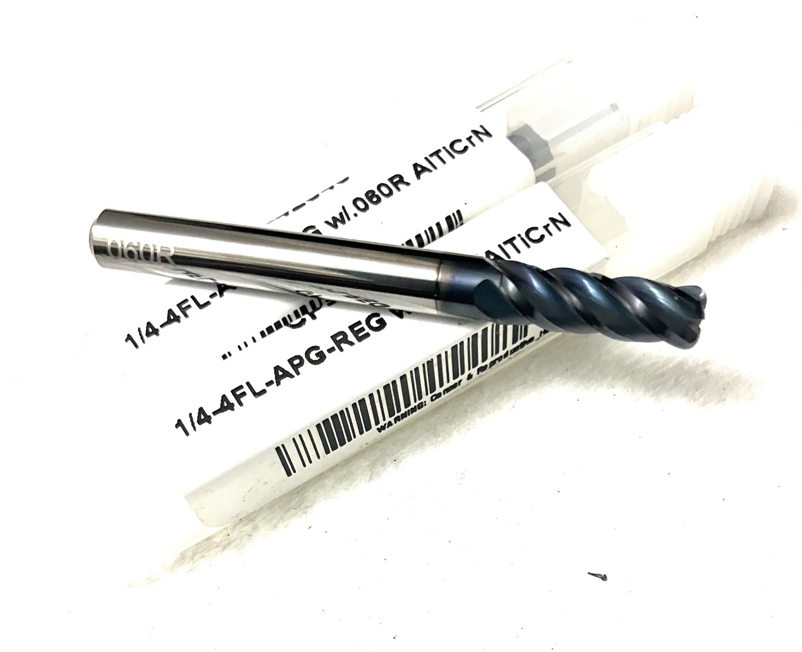2PC Carbide Plus 1/4″ 4FL Corner Radius End Mill .06R Carbide AlTiCrN 3/4″ LOC