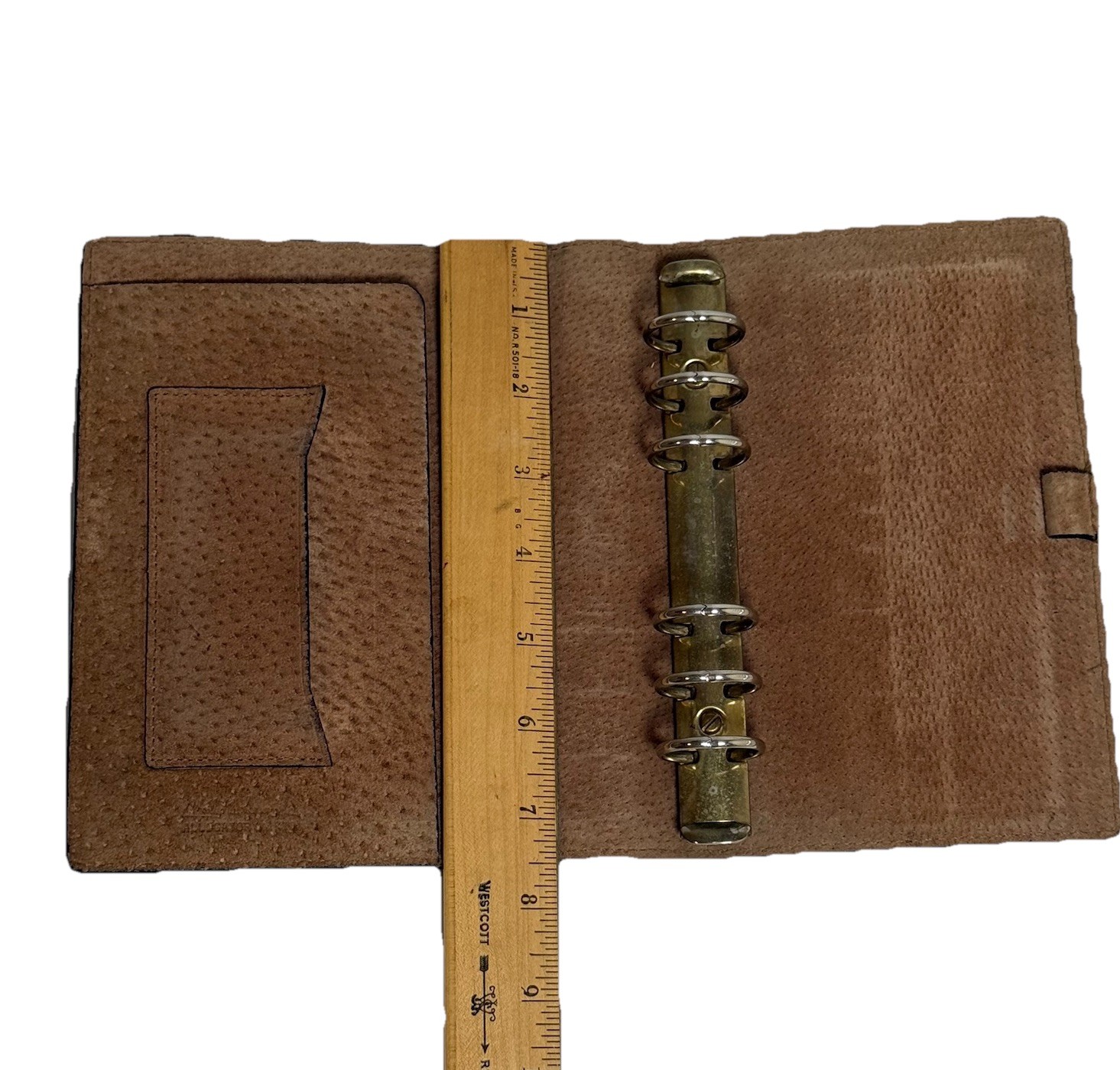 VTG Dark Green Leather Day Planner Black Alligator Strap Ostrich Interior Retro