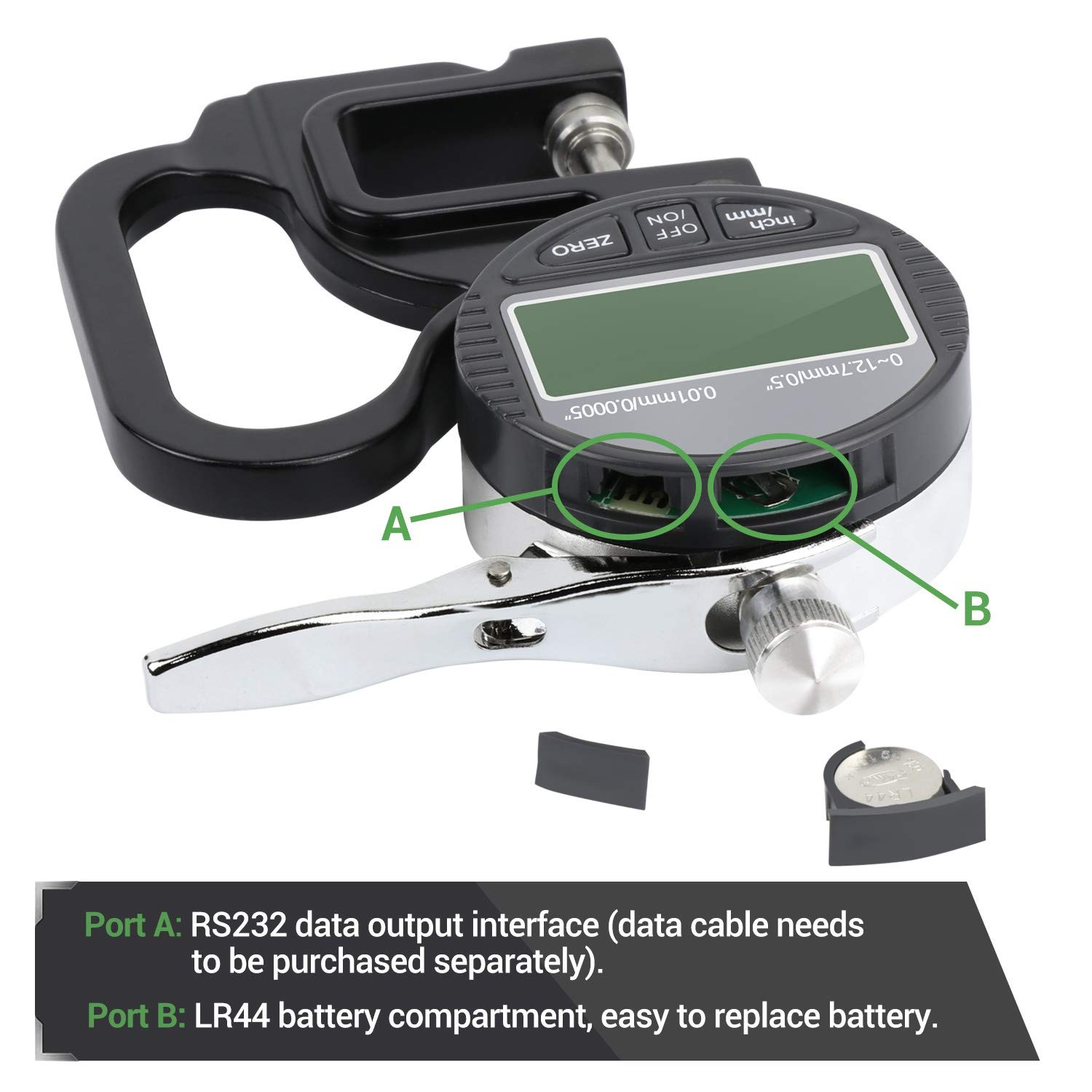Digital Thickness Gauge 0.5 Inch/12.7mm 0.0005 Inch/0.01mm Metric Meter Tool