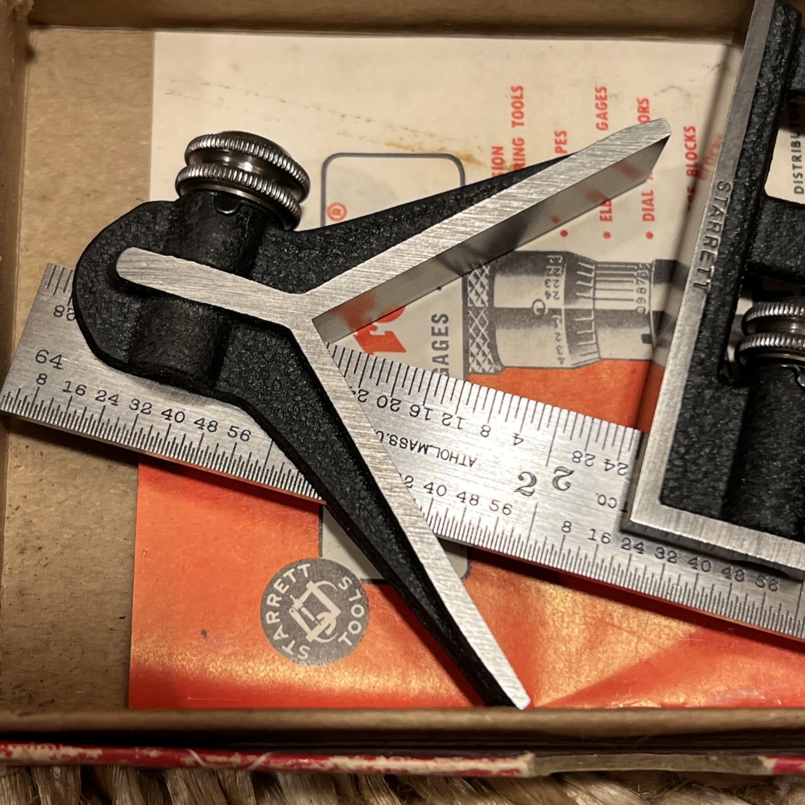 NOS Starrett 11HC 4R 4″ Combination Square 19/32″W Blade Square & Center Head