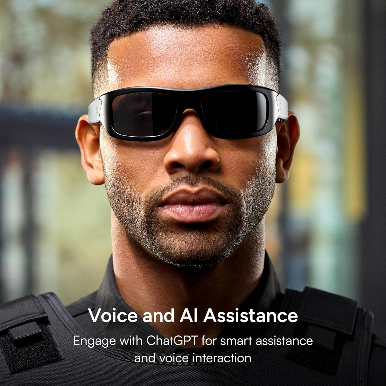 Armor Smart Safety Glasses, TR90 Frame, Light Adaptive Lenses, Open Ear Speakers