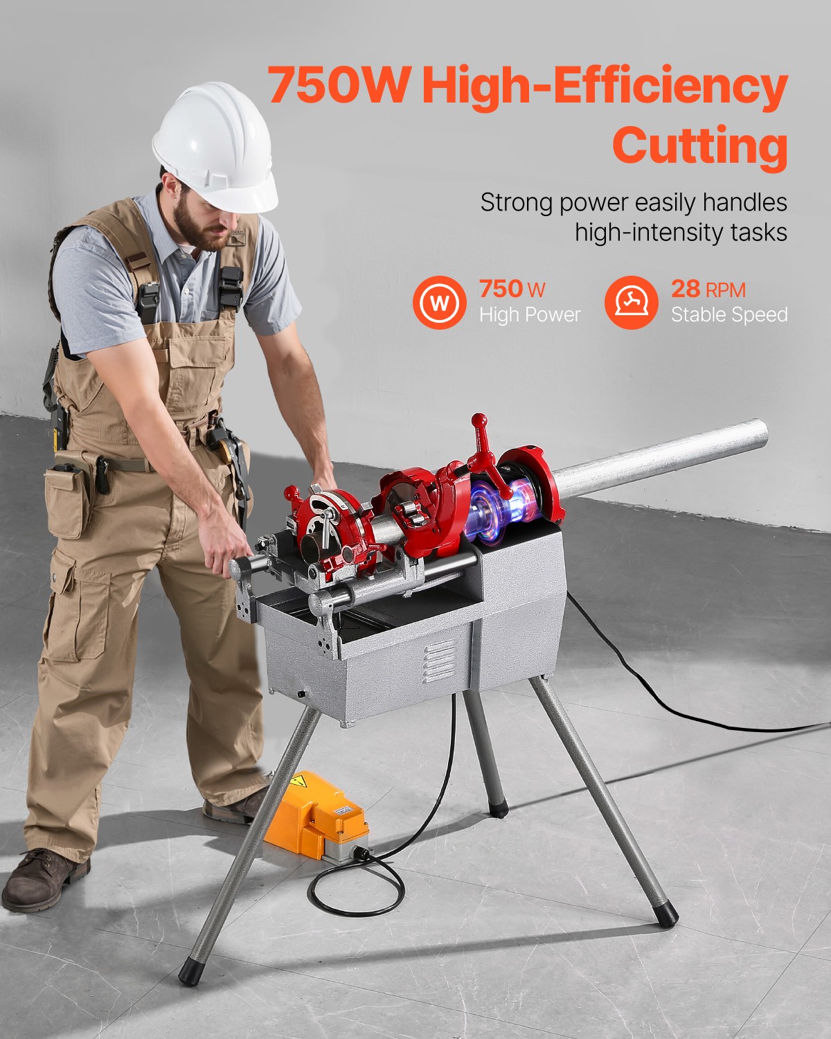 VEVOR Electric Pipe Threader Machine 750W 28RPM Cutter for 1/2″ to 2″ Pipes