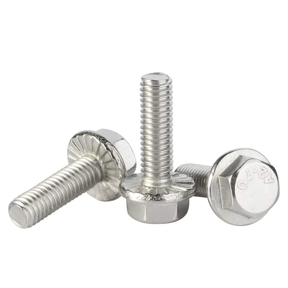 M6 x 30mm Flanged Hex Head Bolts Flange Hexagon Screws, M6-1.0 x 30mm, Silver
